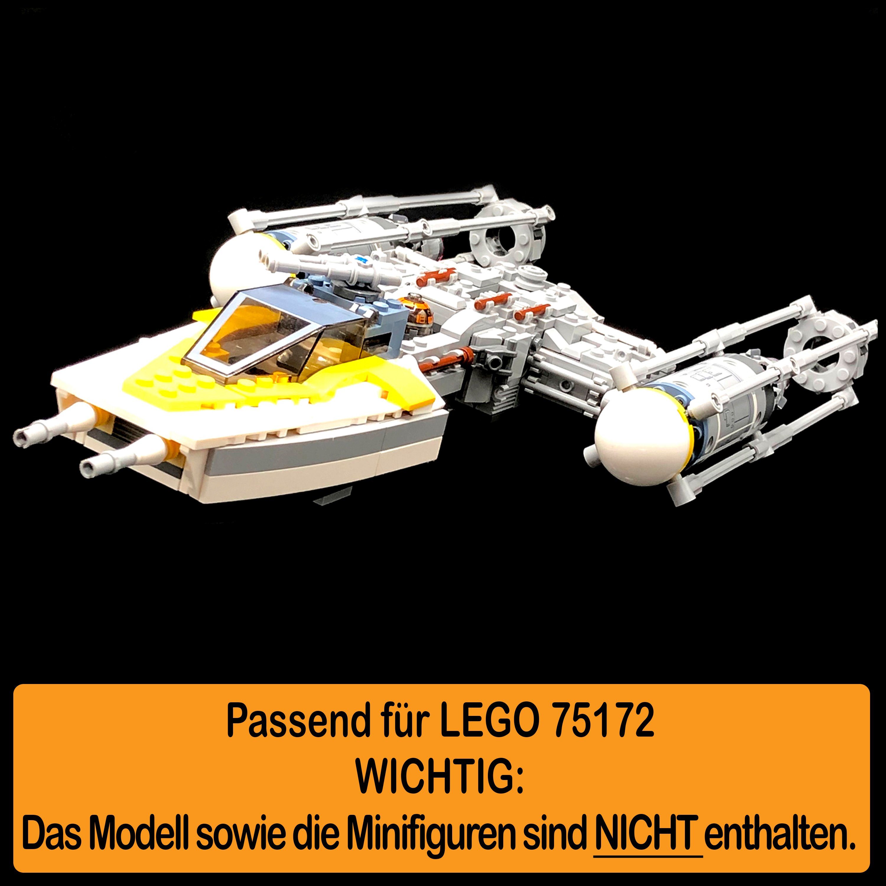 AREA17 Standfuß Acryl Display Stand einstellbar, (verschiedene Starfighter für 100% selbst zusammenbauen), Germany 75172 Made und zum Winkel in Y-Wing Positionen LEGO