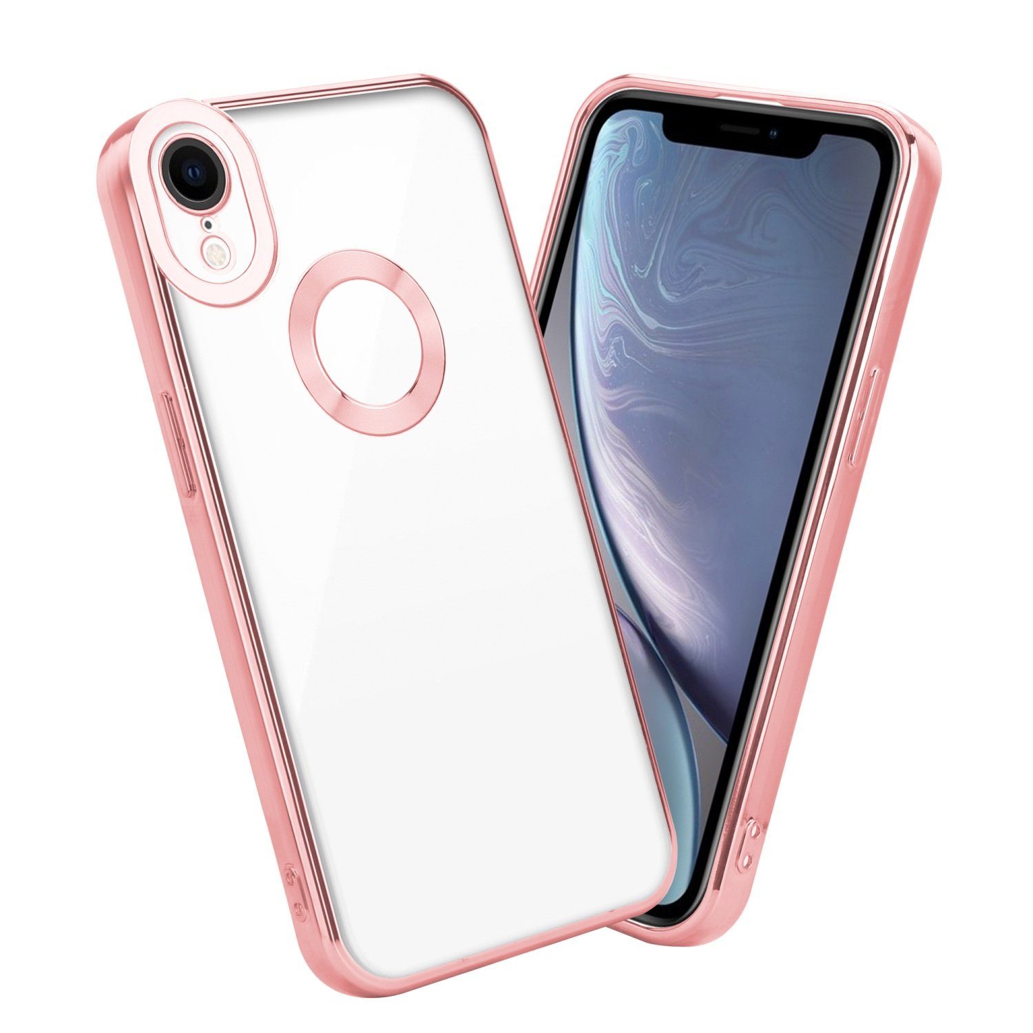 Cadorabo Handyhülle für iPhone XR Hülle Apple iPhone XR, Schutzhülle - TPU Silikon Hülle - mit Chrome Applikation