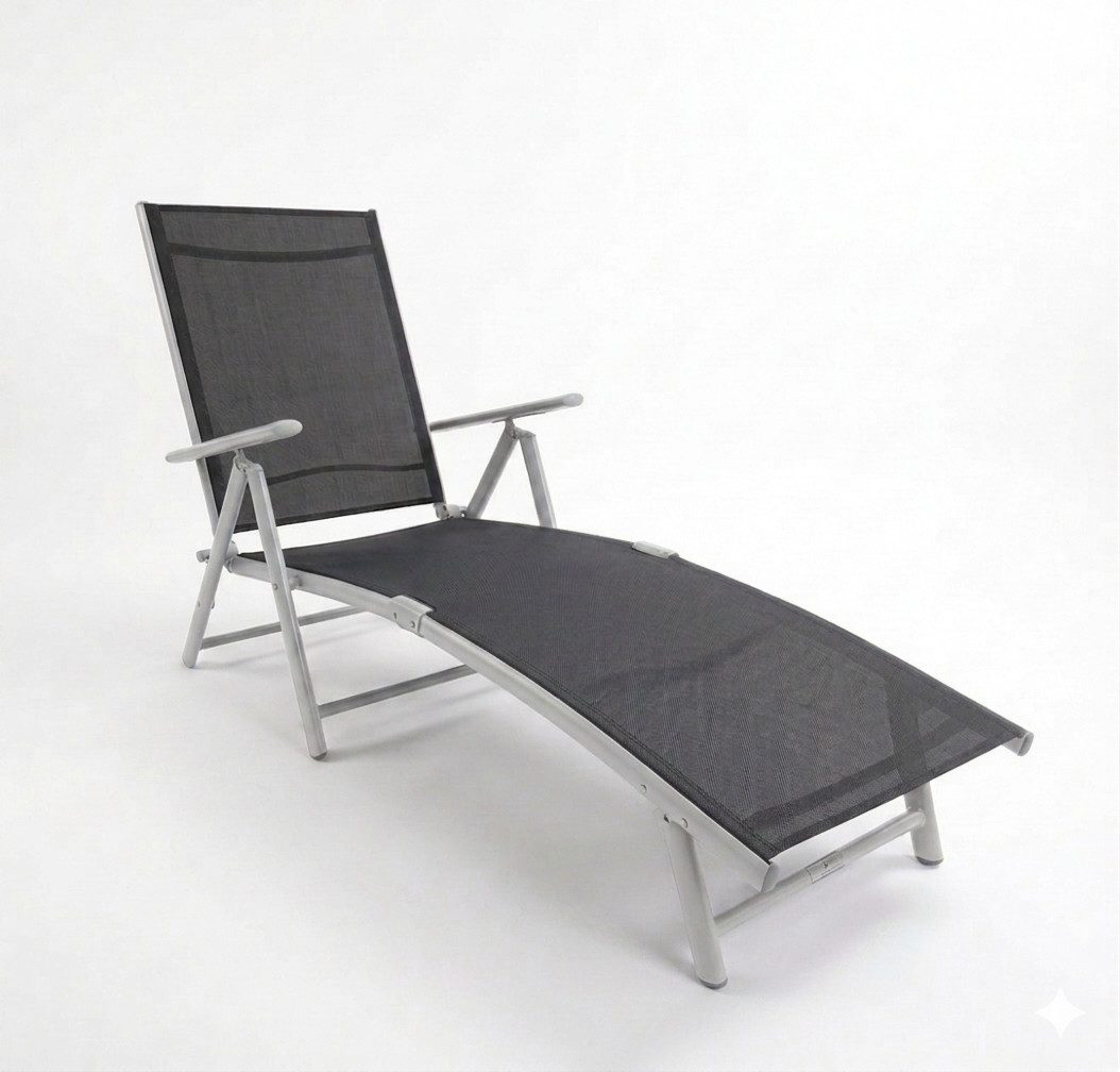 BruKa Gartenliege Sonnenliege RIO Schwarz Gartenliege Liegestuhl Strandliege Liege