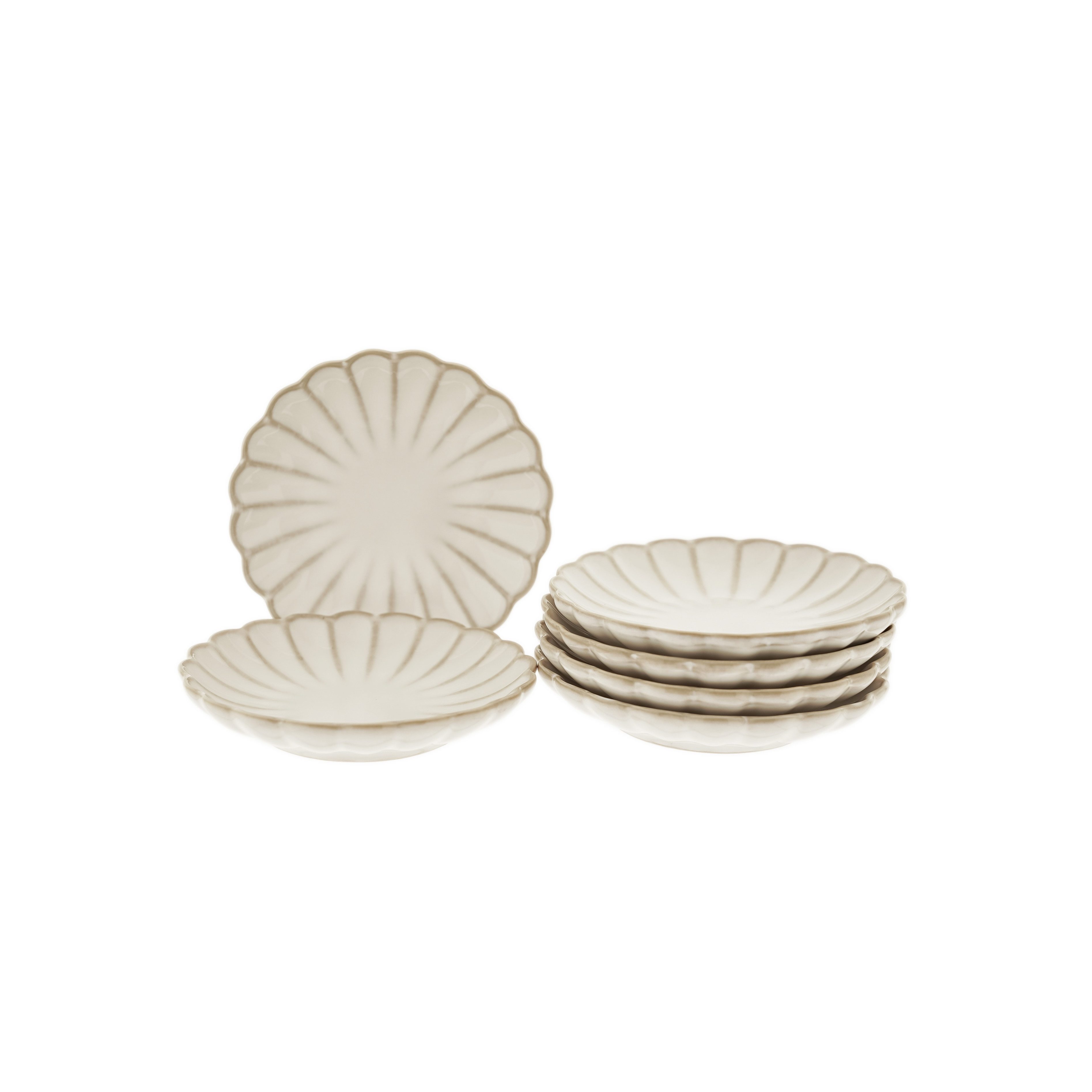 Almina Schale Bloomy 6-tlg. Saucenschalen, kleine Servierteller - 11 x 2 cm, Porzellan, (6-tlg)