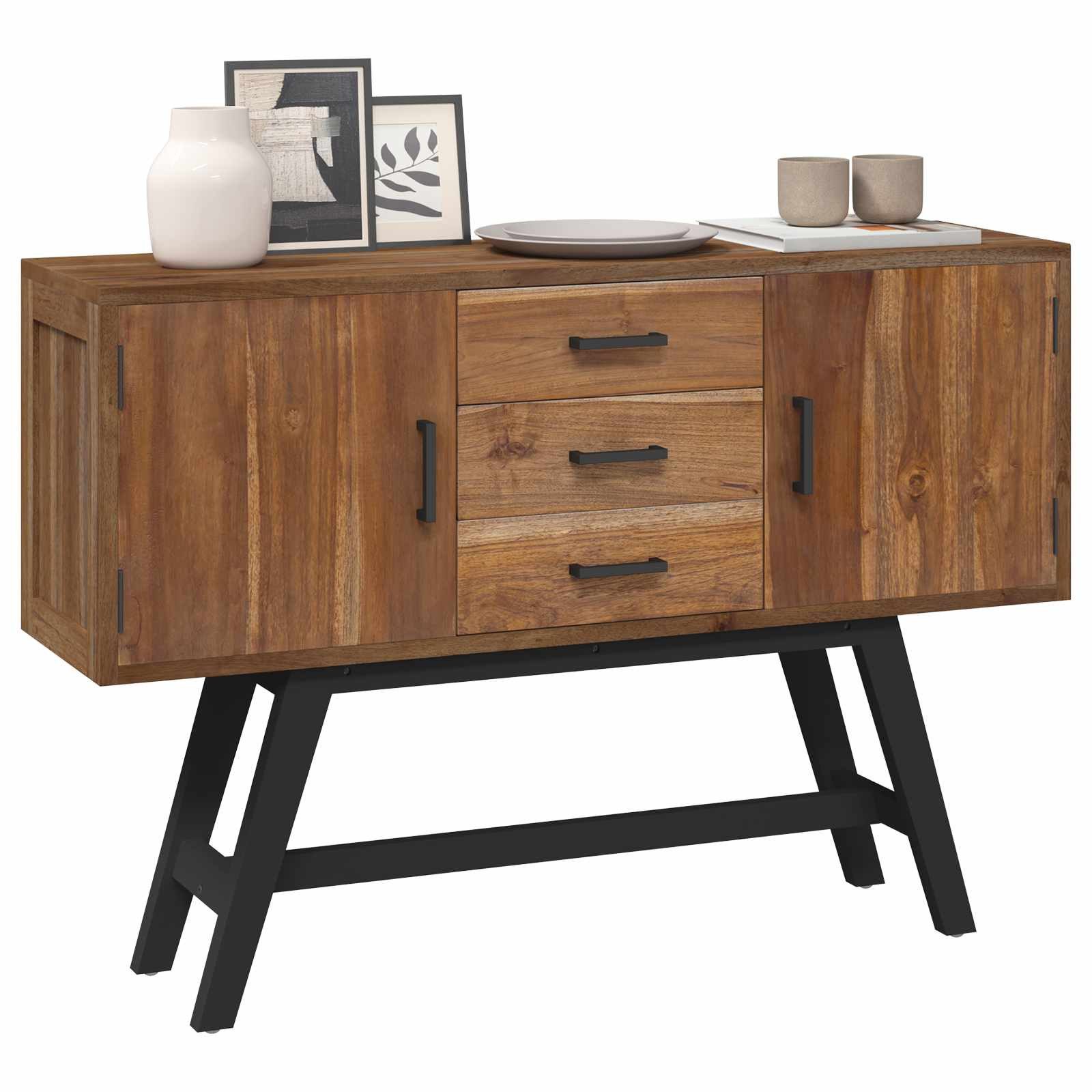 vidaXL TV-Schrank TV-Ständer Natur 110 x 30 x 75 cm Massivholz (1-St)