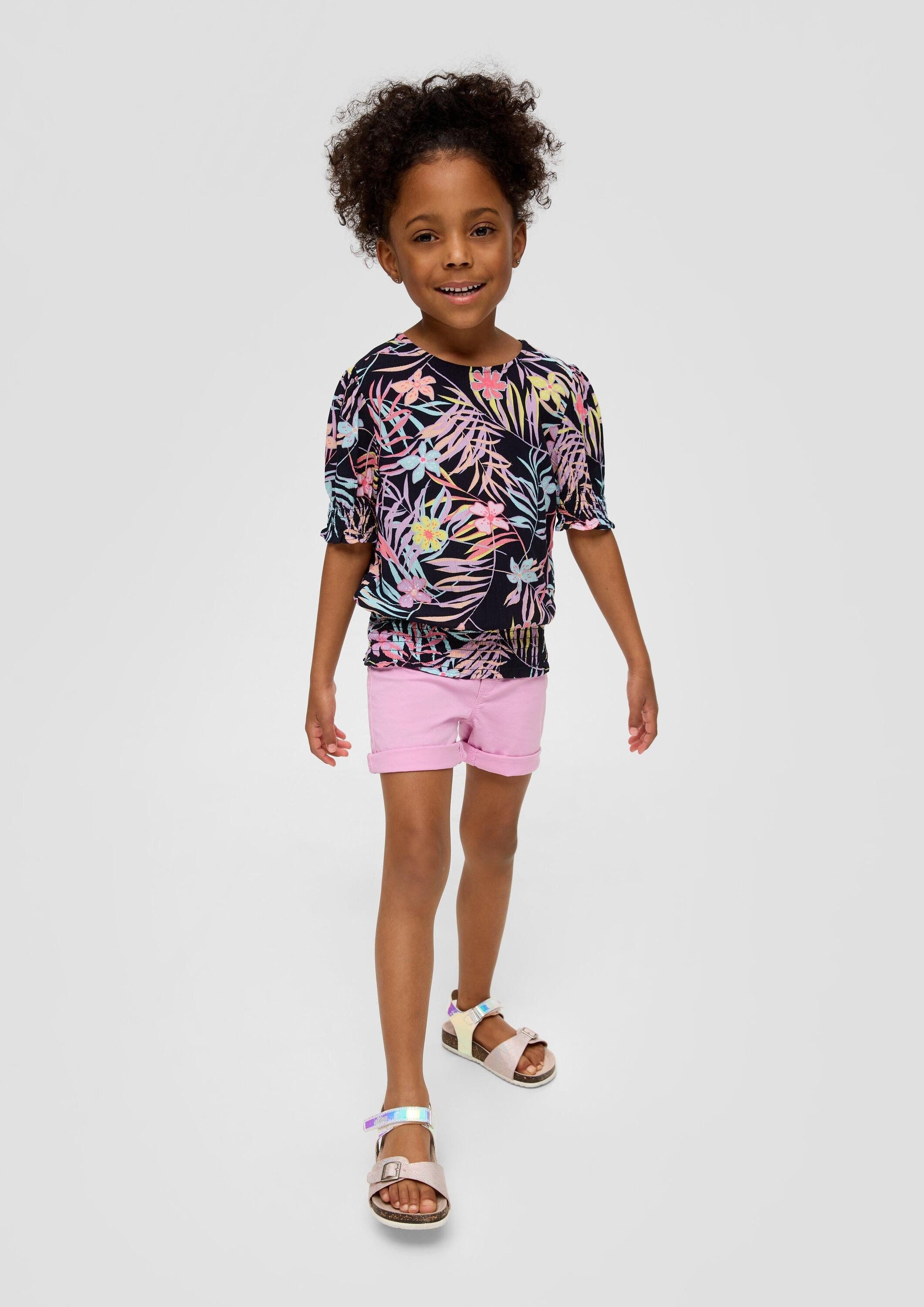 s.Oliver Kurzarmbluse Bluse Kurze Viskosebluse mit Smok-Detail