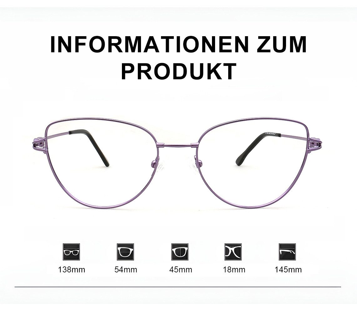 PACIEA Lesebrille Damen Herren Cat Eye Biegsame Bügel Blaulichtfilter Metall
