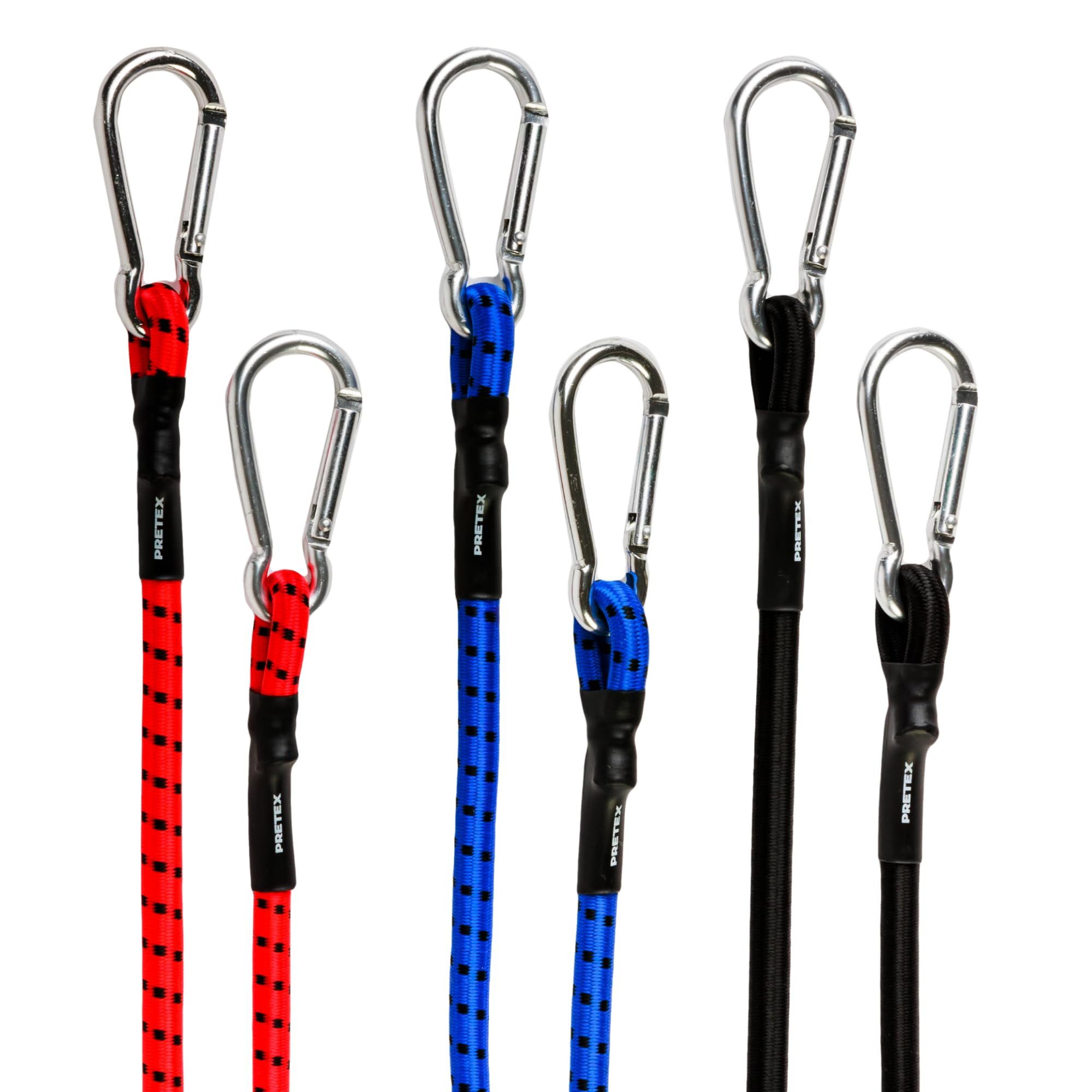 PRETEX Spanngurt Spanngummi mit Haken 6er-Set in 3 Длинаn hochbelastbare Gepäckspanner (1-St) Gummiband Expander mit Haken Gummi Ремни для крепления mit Haken Bungee Cords