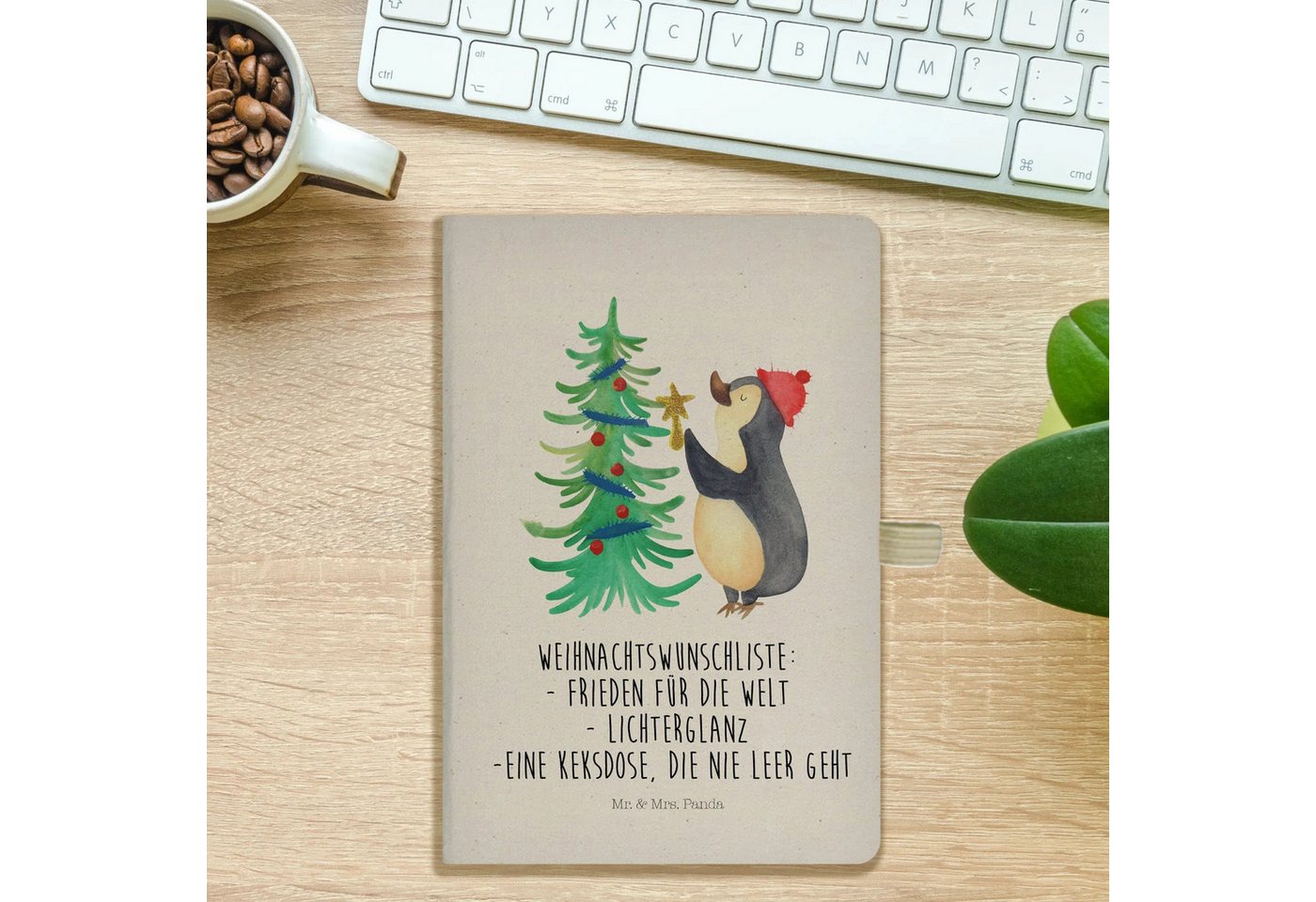 Thumbnail - Mr. & Mrs. Panda Notizbuch Pinguin Weihnachtsbaum - Transparent - Geschenk, A5 Notizbuch Mit Spr Mr. & Mrs. Panda, Umwel...