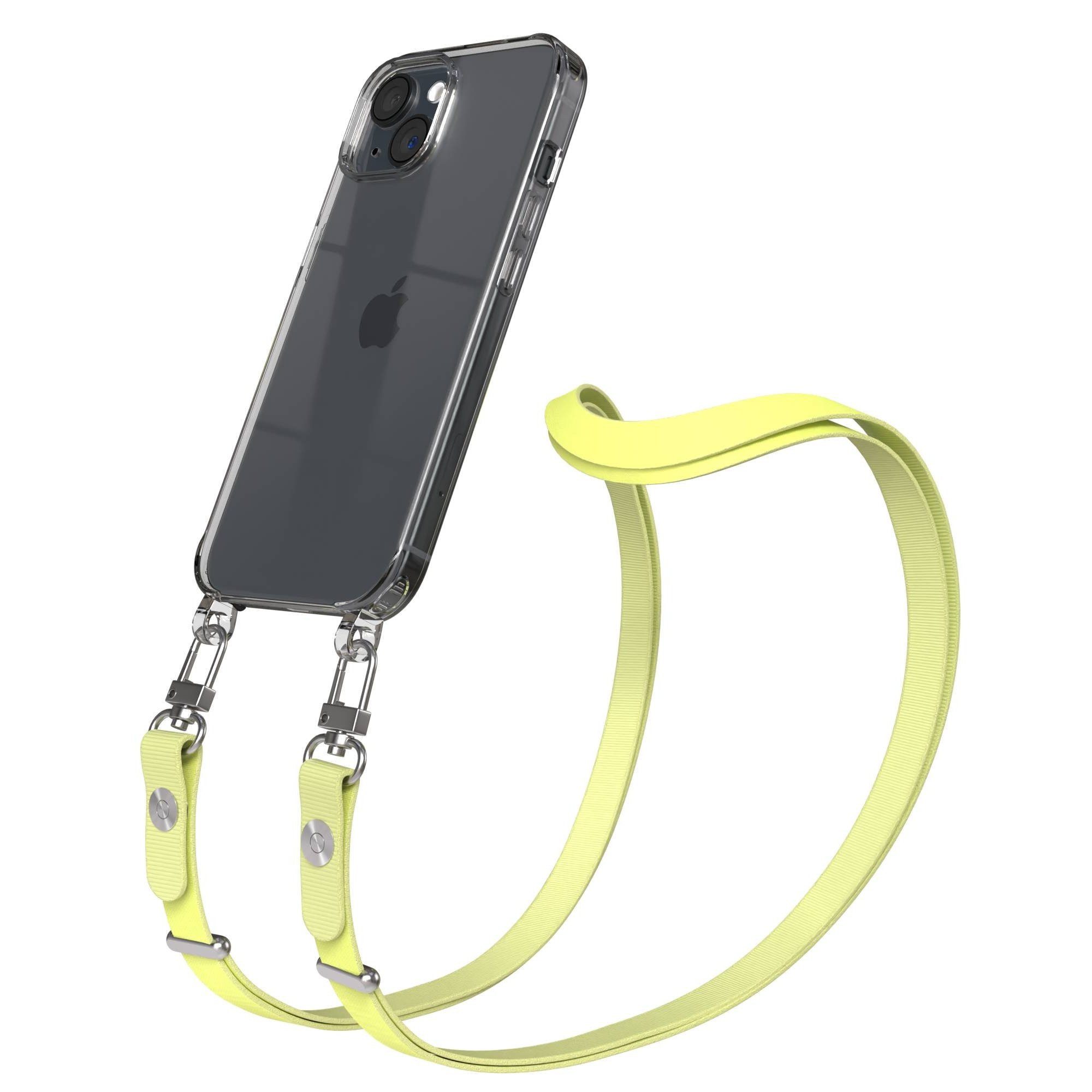 EAZY CASE Handykette für Apple iPhone 15 Handyhülle mit Handyband magnetisch, Handyband in Gelb mit Magnetverschluss und 2x2 Connectoren