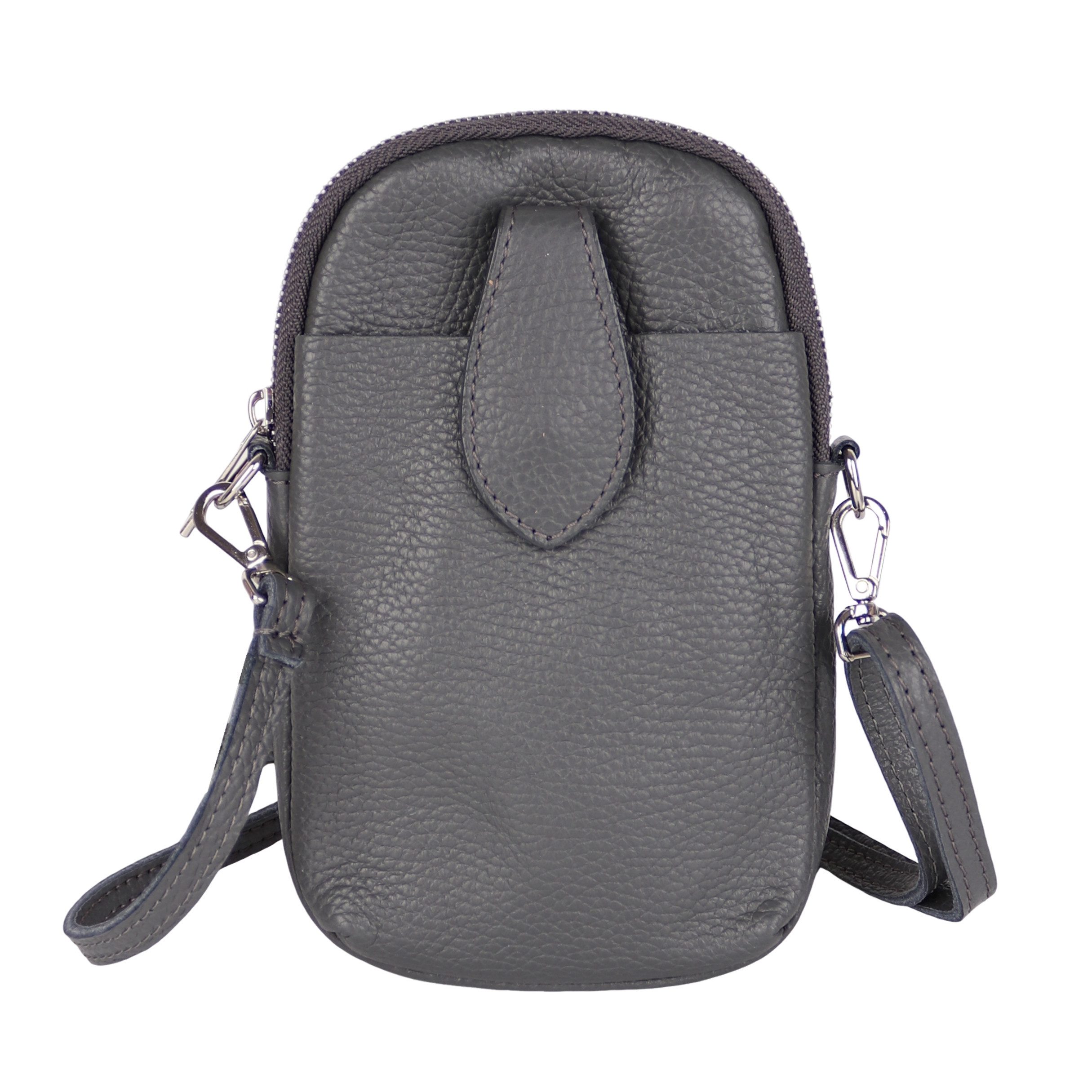 MIRROSI Handytasche Damen Kleine Umhängetasche aus Echtleder Made in Itlay (ca. 14x21x3cm), Mini Handytasche zum Umhängen, Handy Tasche