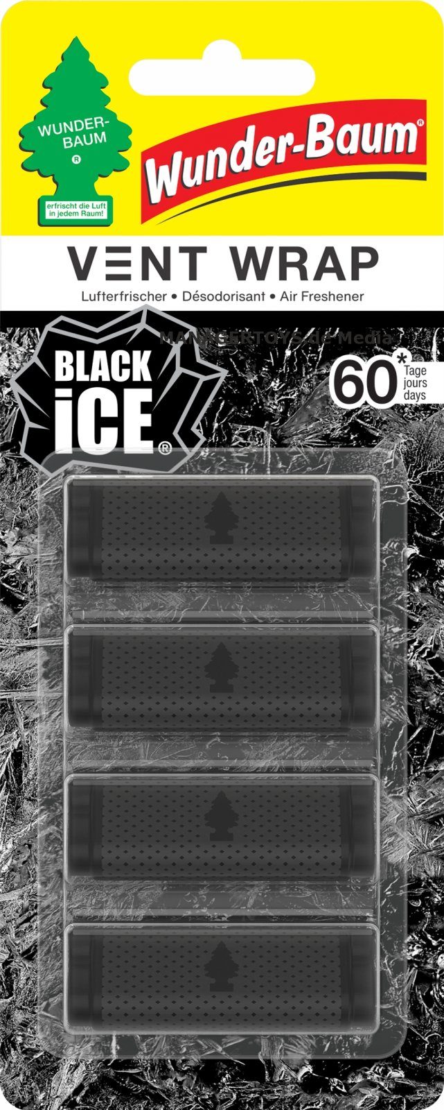 Wunder-Baum Dekohaken VENT WRAP Black Ice Lüftungsgitter Duft Clips WUNDERBAUM 4er Set