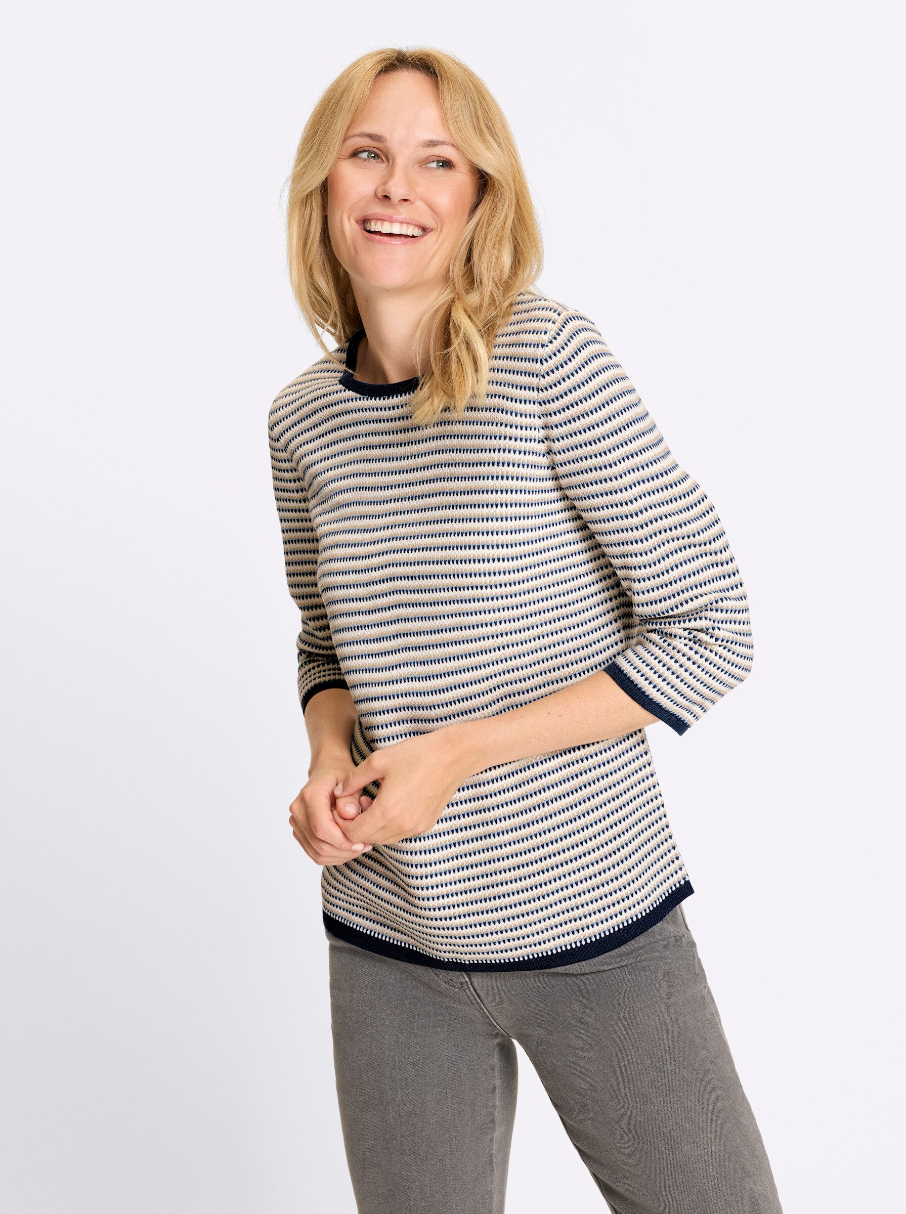 Sieh an! Strickpullover Jacquard-Pullover 3/4-Arm Jacquard