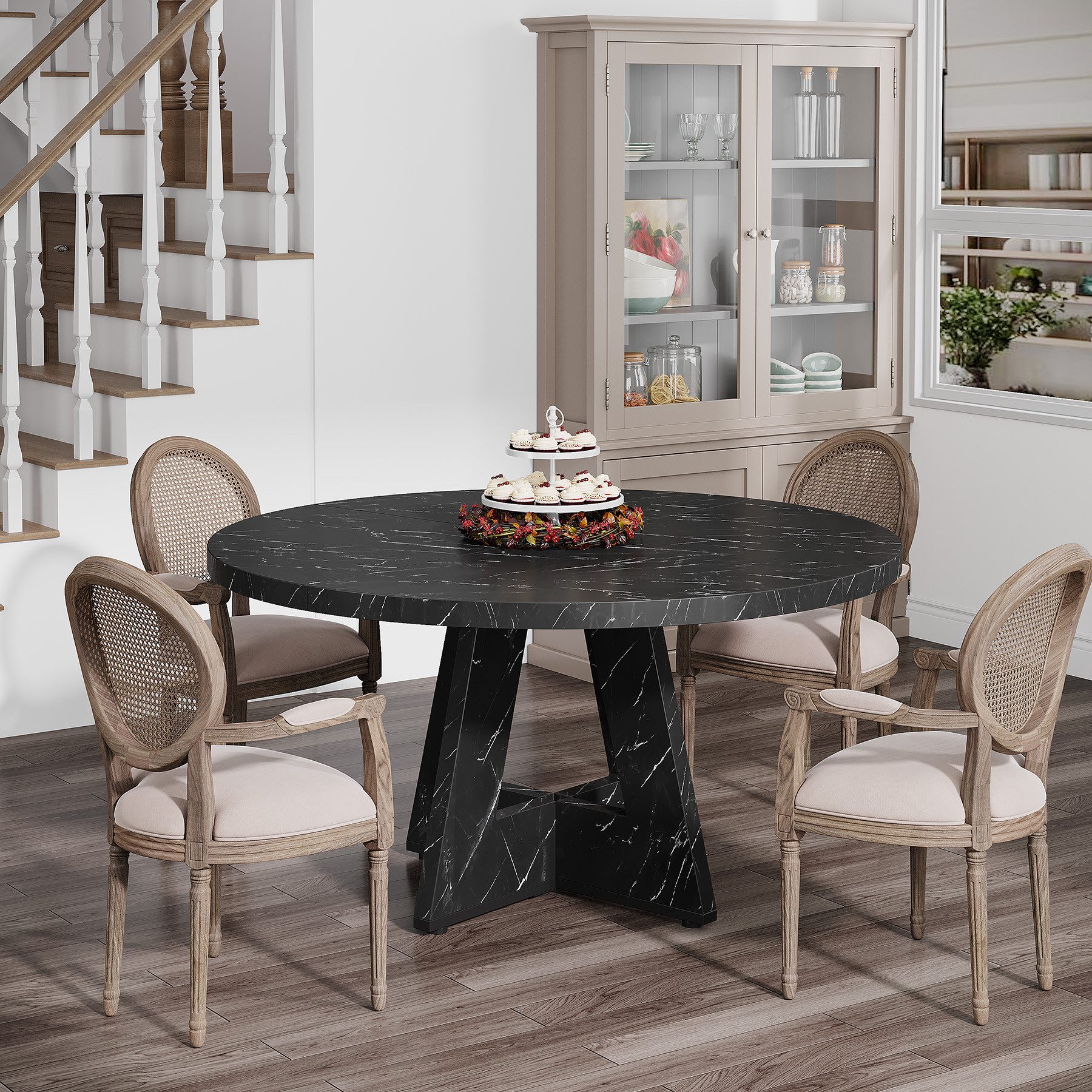 Tribesigns Esstisch Runder Esstisch, Küchentisch für Esszimmer Wohnzimmer, 120 cm