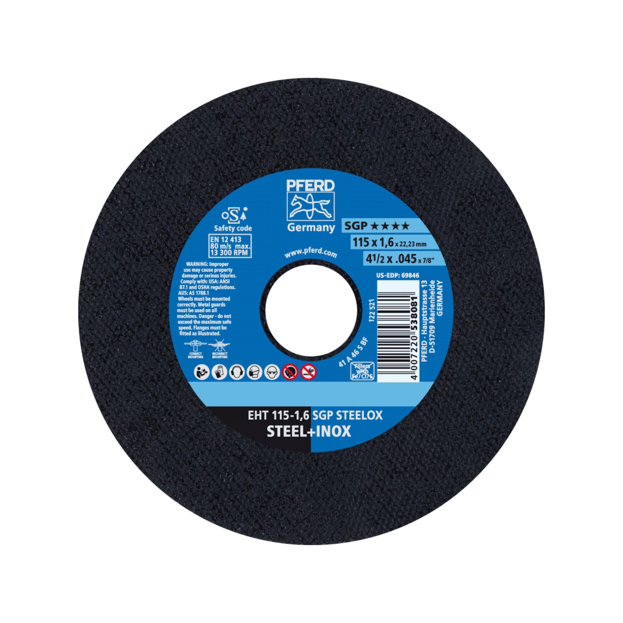 Pferd Trennscheibe PFERD TOOLS Trennscheibe EHT 115x1,6x22,23 mm gerade Speziallinie SGP