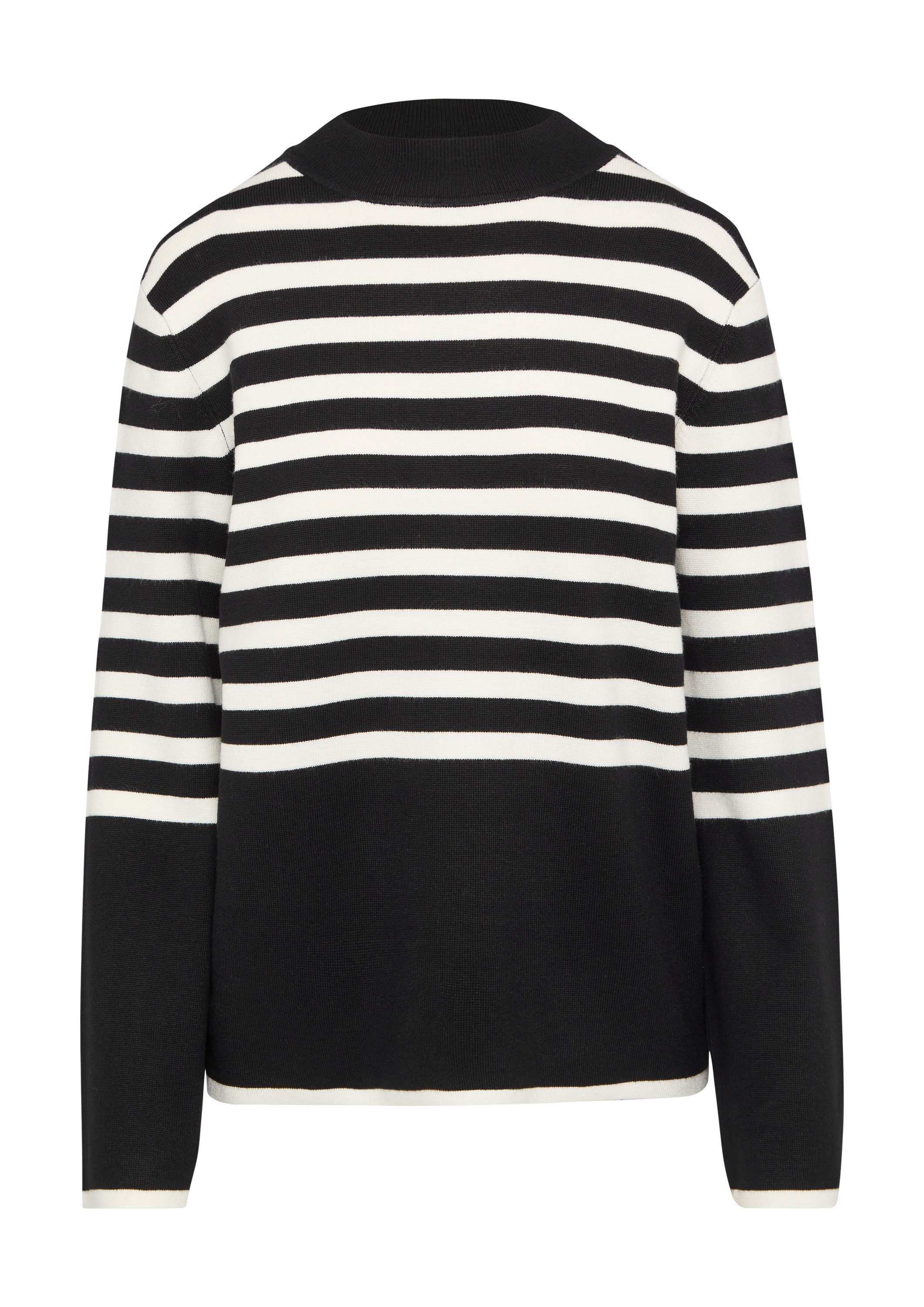 s.Oliver Longpullover Strickpullover Gestreifter Strickpullover mit ausgest günstig online kaufen