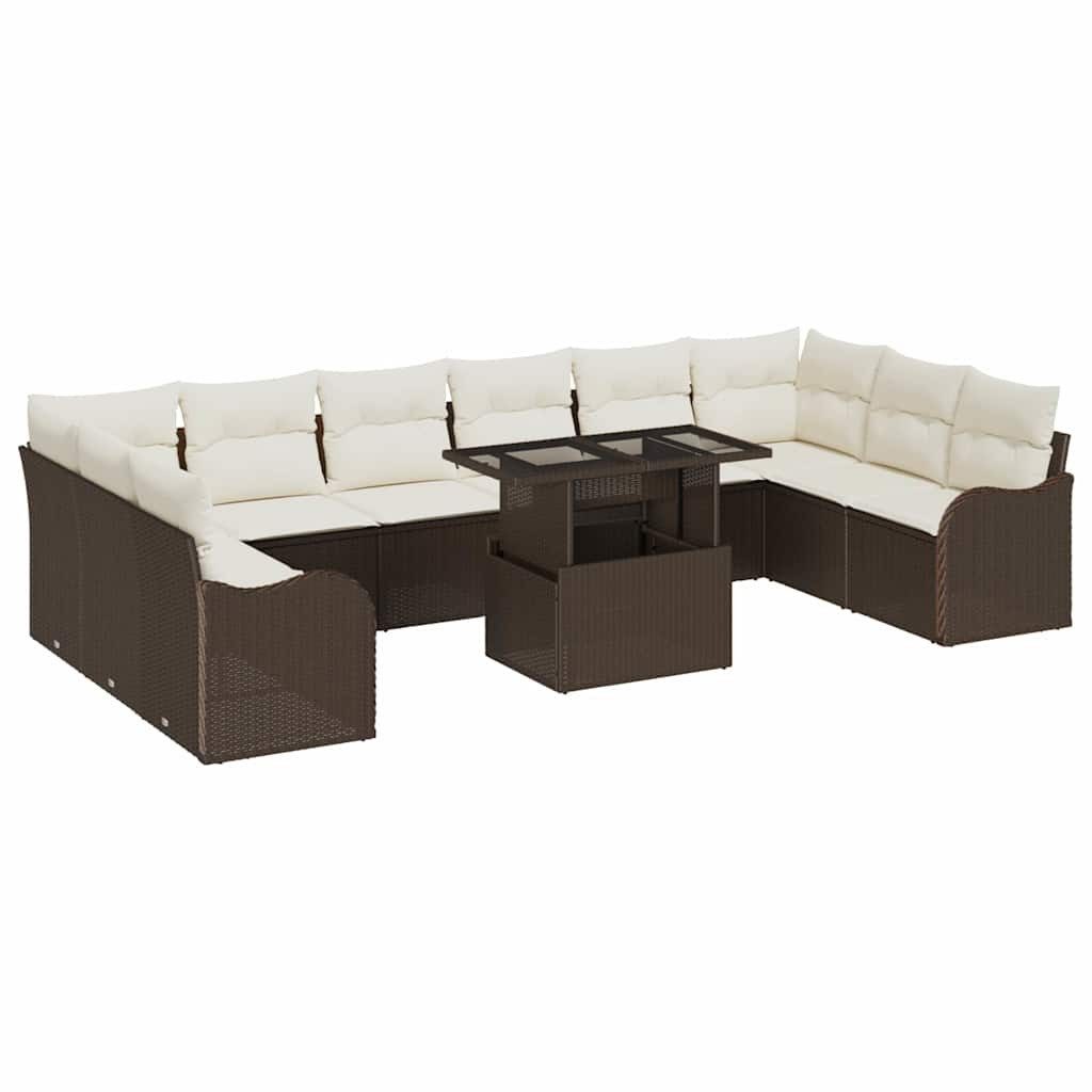 vidaXL Loungesofa Gartensofa-set 11 stk. 10-Sitzanzahl Braun Poly Rattan, 11 Teile