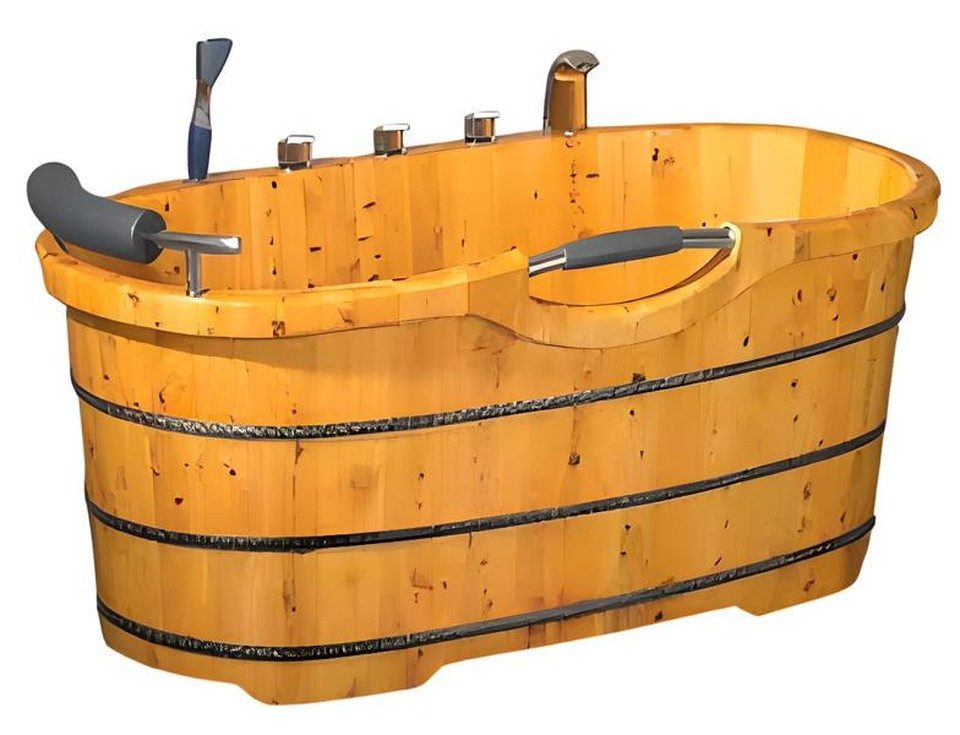 Xlmoebel Badewanne XLMOEBEL Holzbadewanne freistehend in natürlicher Farbe, Made in Europa