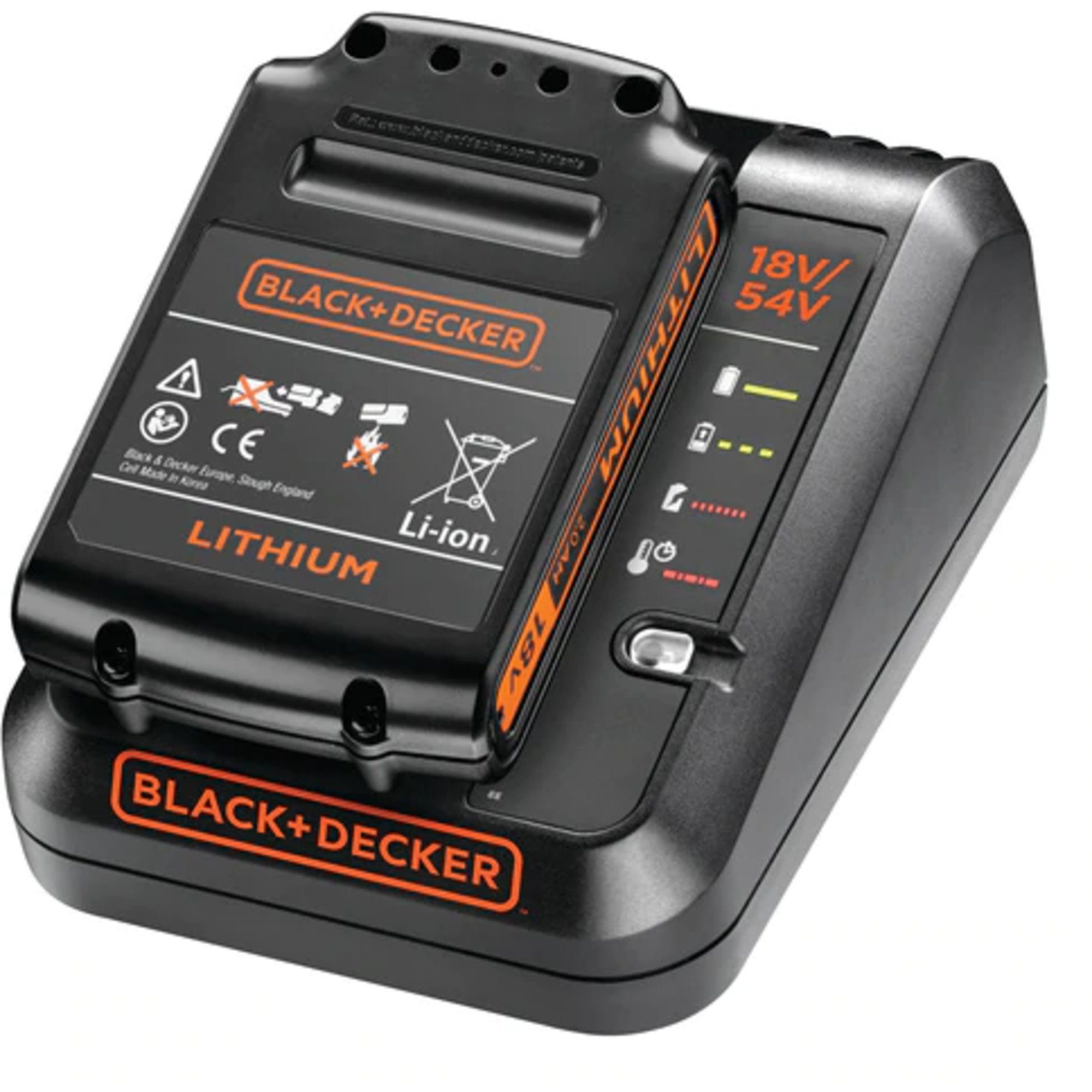 Black + Decker BLACK+DECKER Ladegerät+Akku BDC2A20-QW, 18Volt Werkzeug-Akku-Ladetechnik