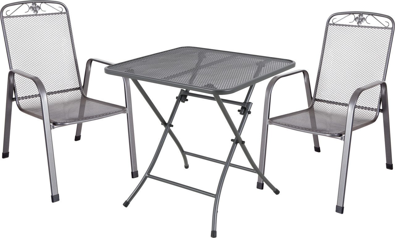 MWH Loungeset MWH Balkon-Set Latte Metall 2 Stühle, Klappbar witterungsbeständig