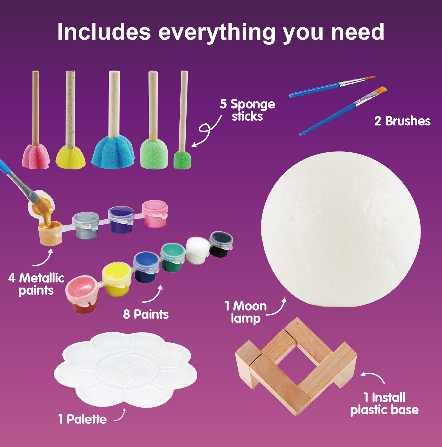 Coradoma Kreativset Mond Lampe Nachtlicht zum Bemalen für Kinder 3D Mondlic günstig online kaufen