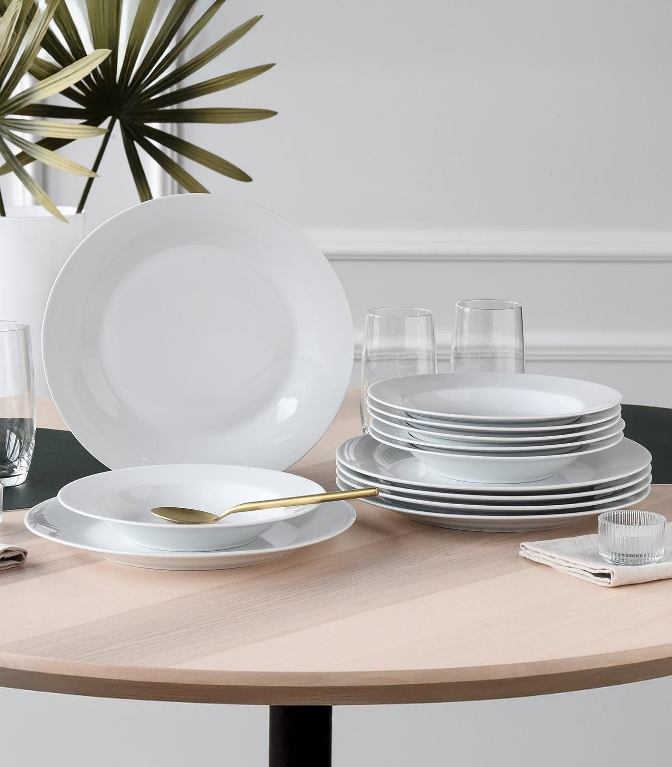 CreaTable Tafelservice Tafelservice 12 tlg., Weiß, Porzellan (12-tlg), 6 Personen, Porzellan, spülmaschinenfest und mikrowellengeeignet