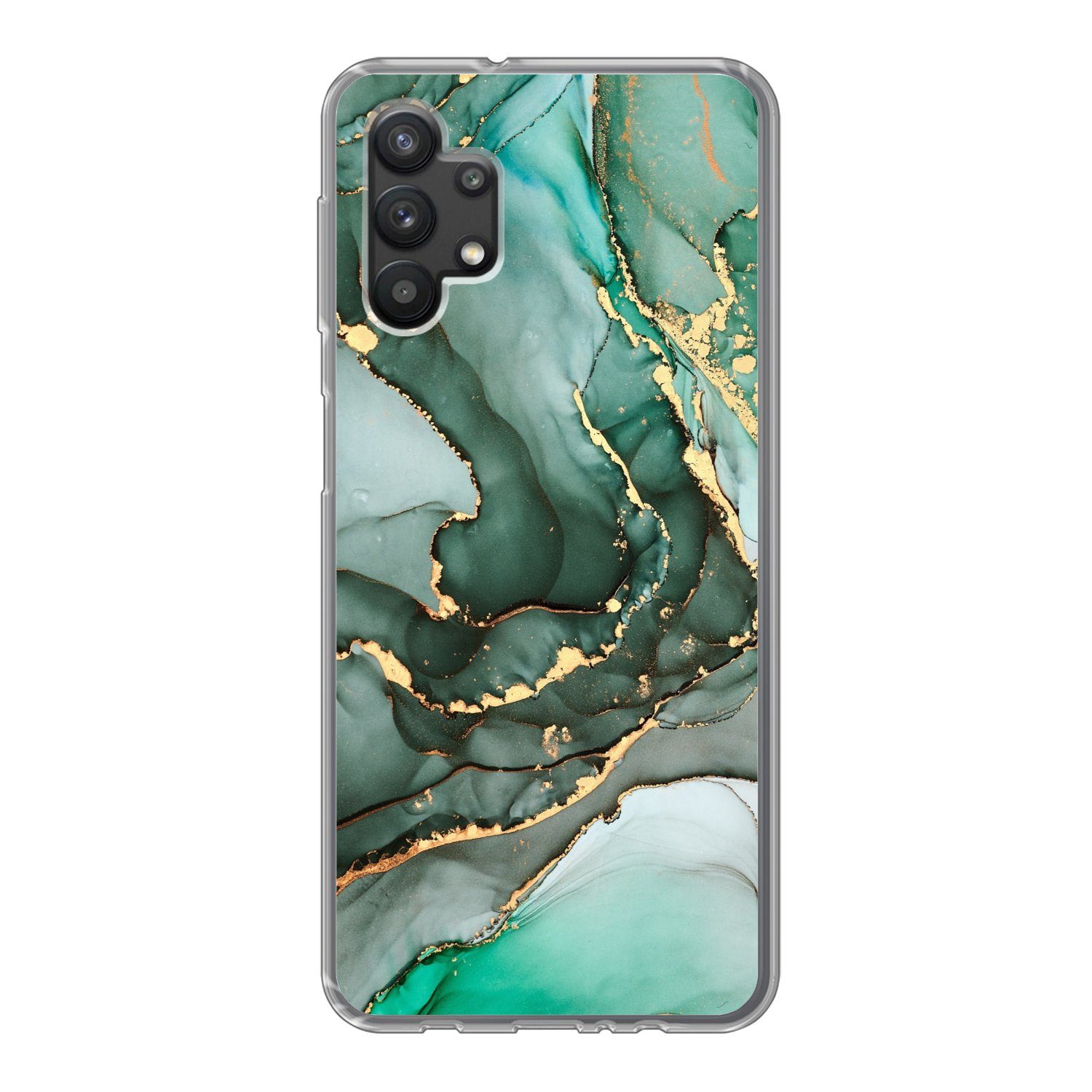 MuchoWow Handyhülle für Samsung Galaxy A32 5G Gold - Marmor - Grün - Luxus - Marmoroptik -, Smartphone-Bumper, Print, Handy Schutzhülle Dünn