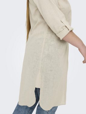 ONLY CARMAKOMA Shirtkleid Leinen Blusenkleid Plus Size Basic Long Shirt Dress (knielang) 7499 in Sand