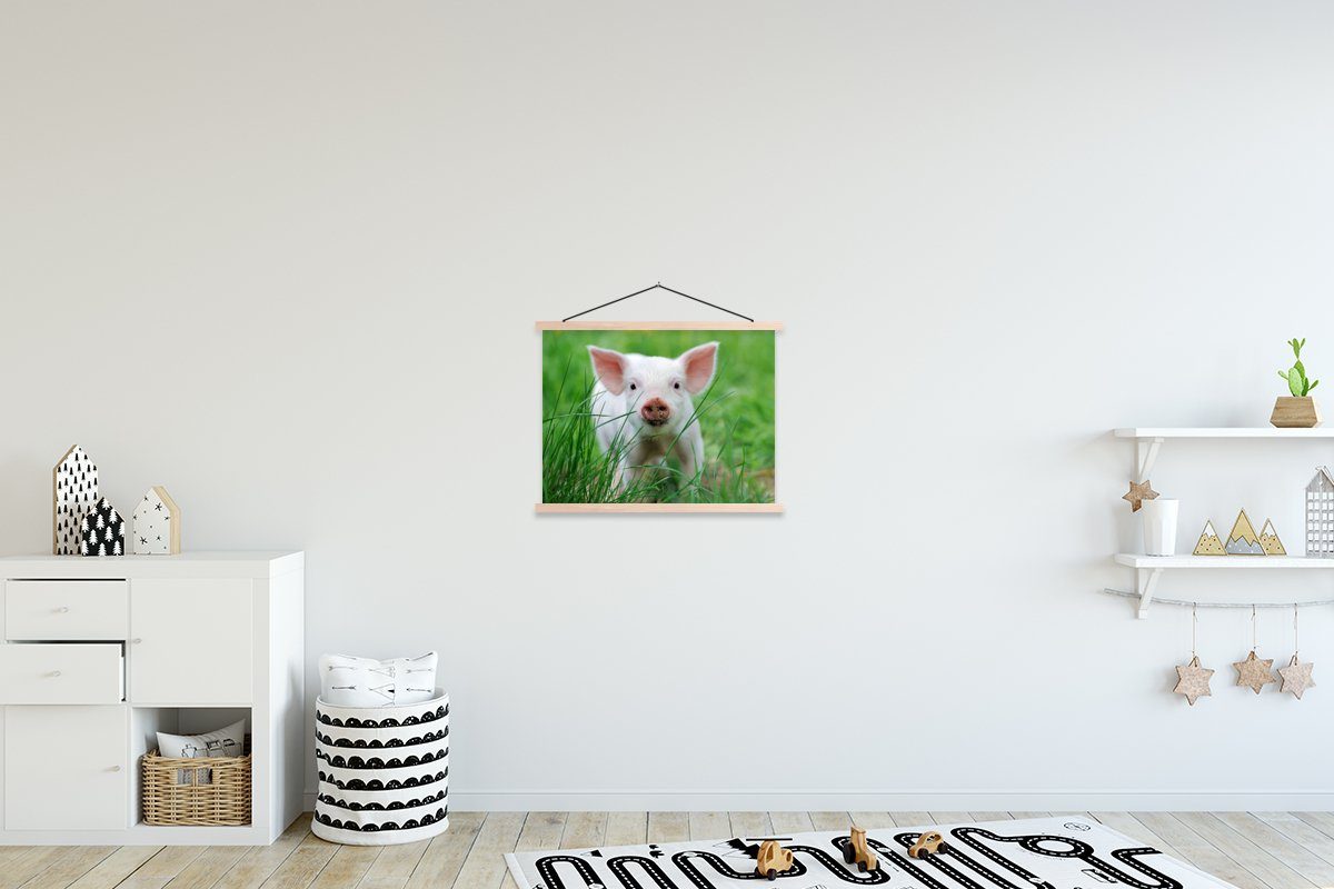 MuchoWow Poster Schwein - Tiere Magnetisch Bilderleiste, Textilposter Posterleiste, St), Wohnzimmer, - (1 Groß, für