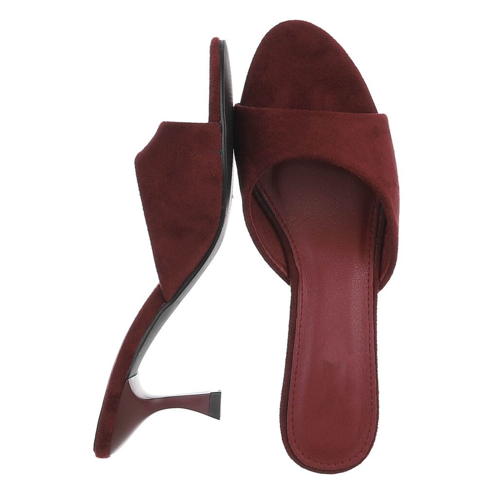Ital-Design Damen Mules mit Blockabsatz und offener Spitze Pantolette (91742554) Pfennig-/Stilettoabsatz Sandalen & Sandaletten in Bordeaux