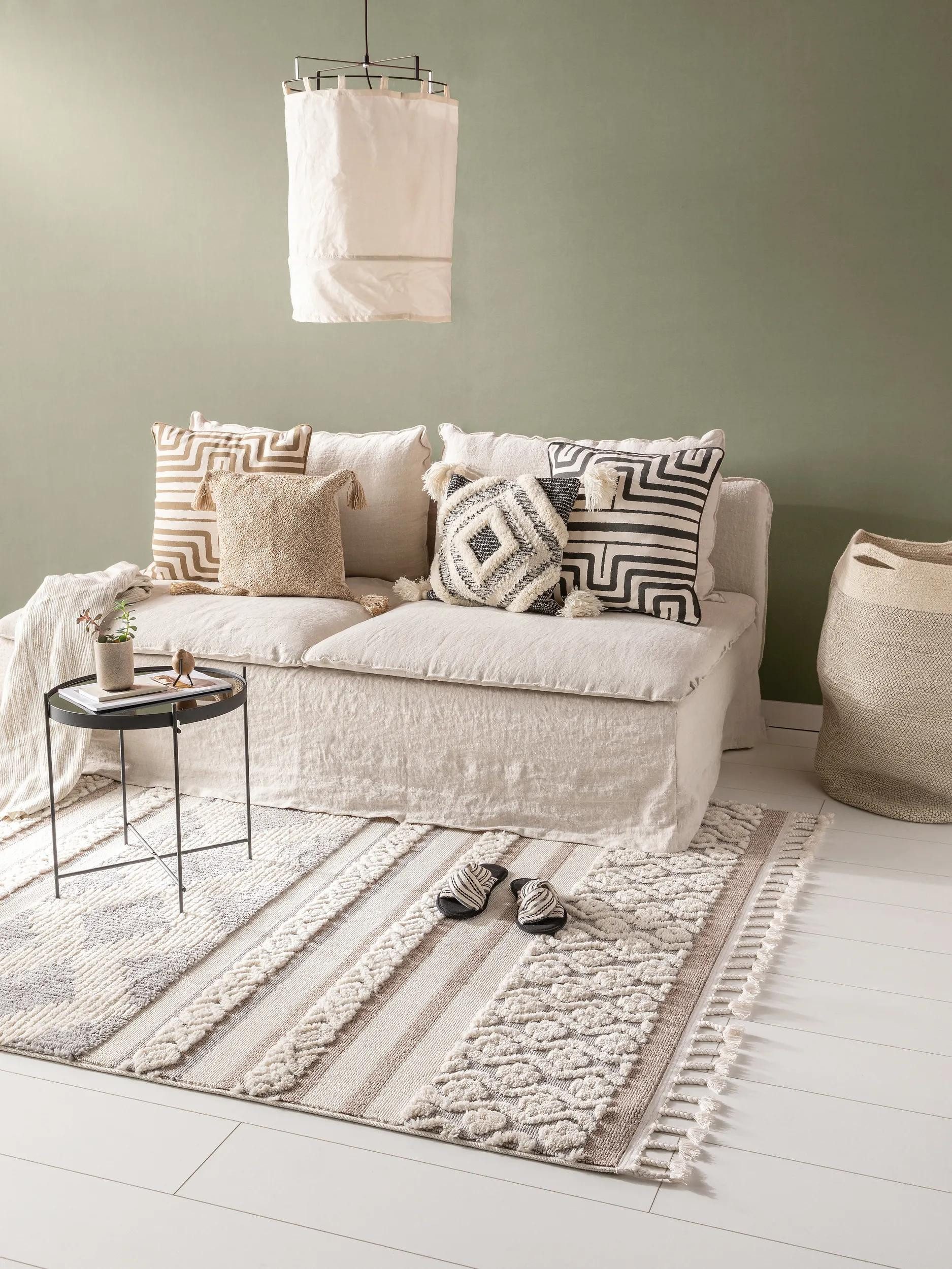 benuta Teppich Oyo, rechteckig, Höhe: 11 mm, Teppich Wohnzimmer, Esszimmer, Schlafzimmer, Flur, Boho, Weich