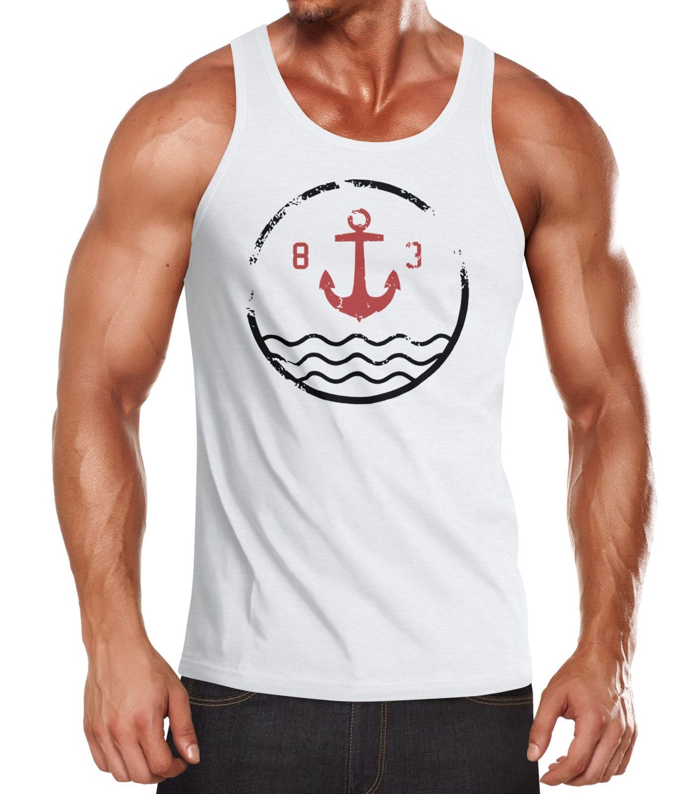 Tanktop Herren Tank-Top Anker Vintage Wasser Muskelshirt Muscle Shirt
