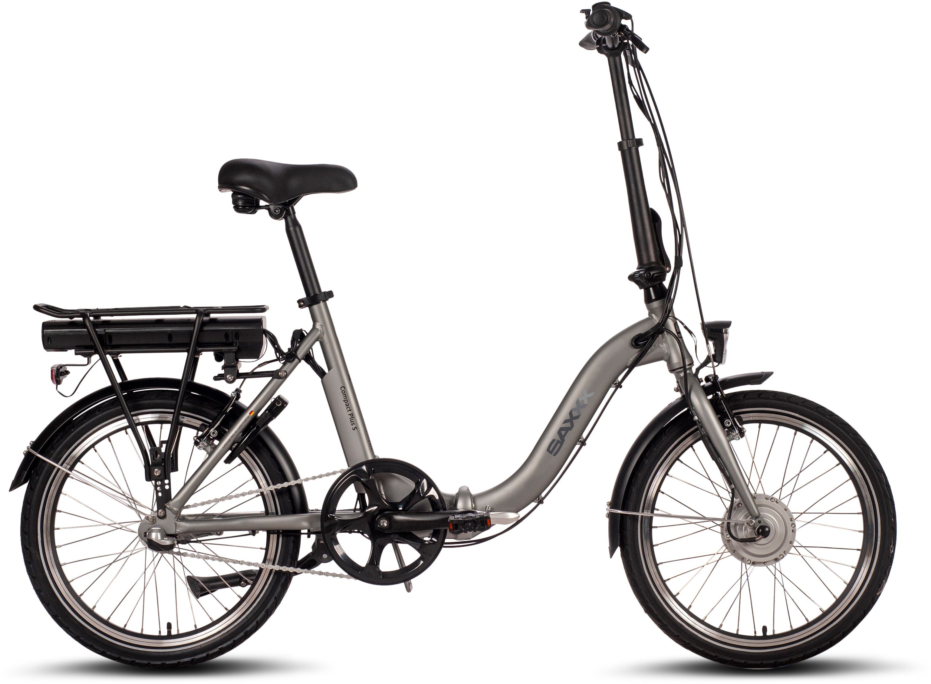 SAXXX E-Bike Compact Plus S, 3 Gang, Nabenschaltung, Frontmotor, 374 Wh Akku | E-Falträder