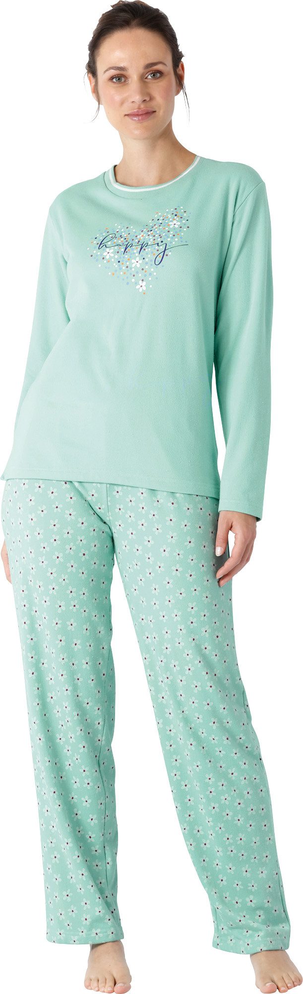 Hajo Pyjama Damen-Schlafanzug Interlock-Jersey Blumen