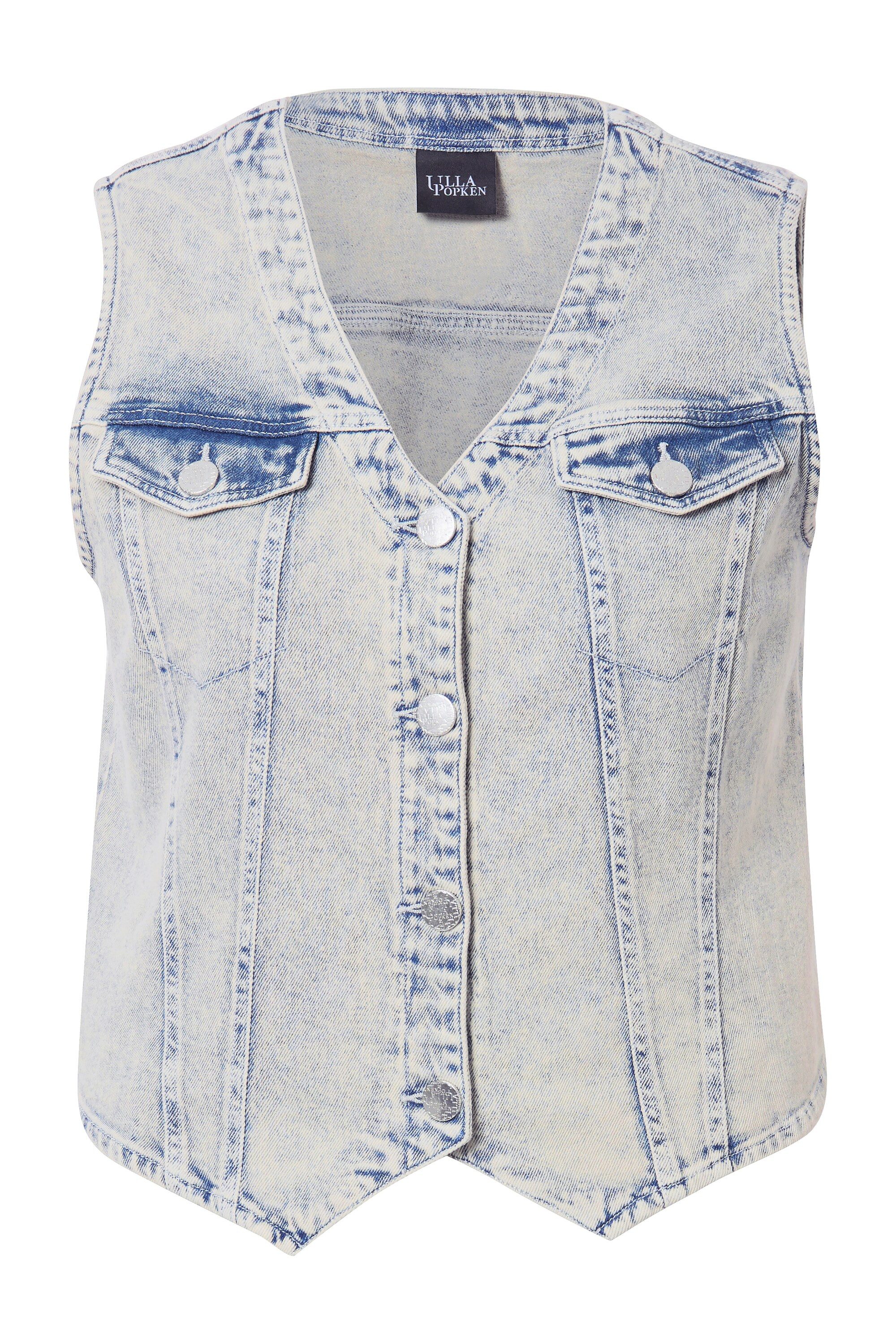 Ulla Popken Jeansweste Jeansweste spitzer Saum günstig online kaufen