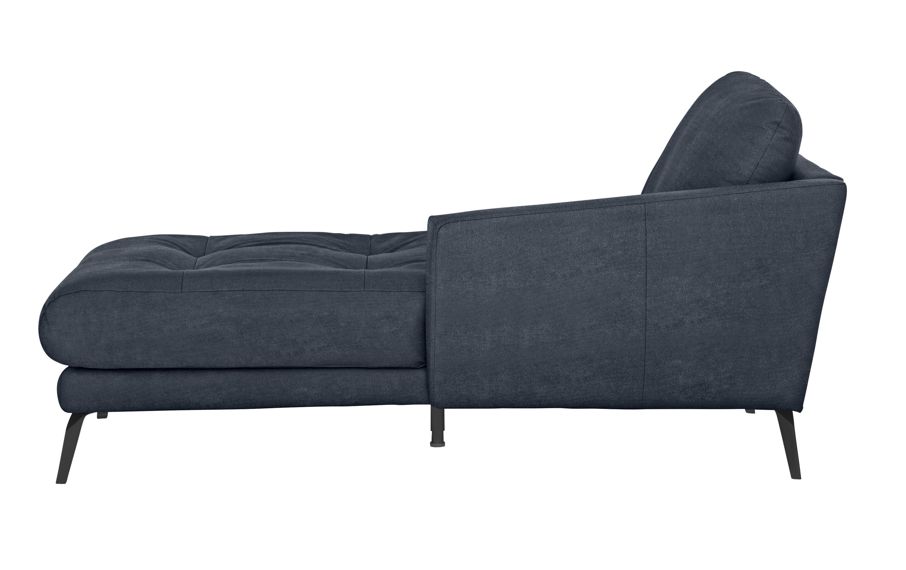 W.SCHILLIG Chaiselongue softy, mit Heftung schwarz dekorativer im Sitz, pulverbeschichtet Füße