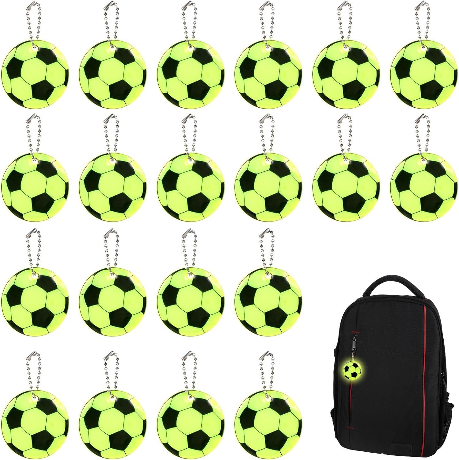 FELIXLEO LED-Lichterkette 20 Reflektor Fußball Anhänger Schlüsselanhänger Schulranzen