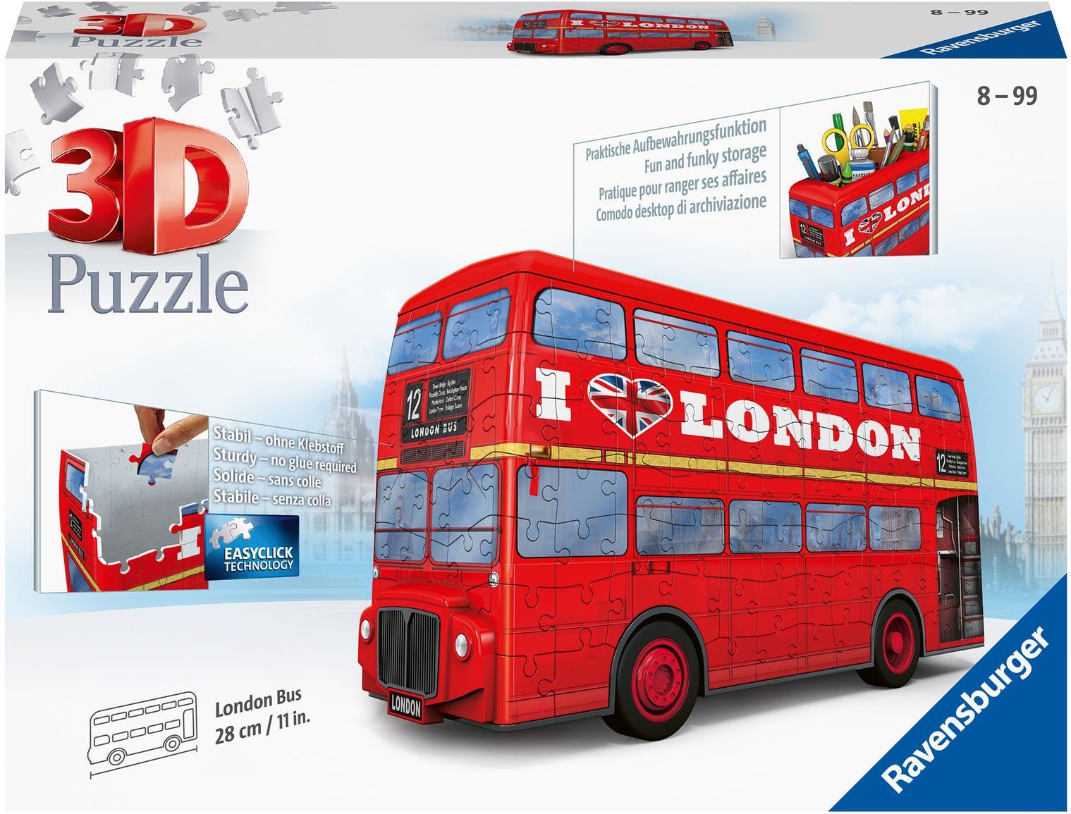 Ravensburger 3D-Puzzle London Bus, 216 Puzzleteile, Made in Europe, FSC® - schützt Wald - weltweit