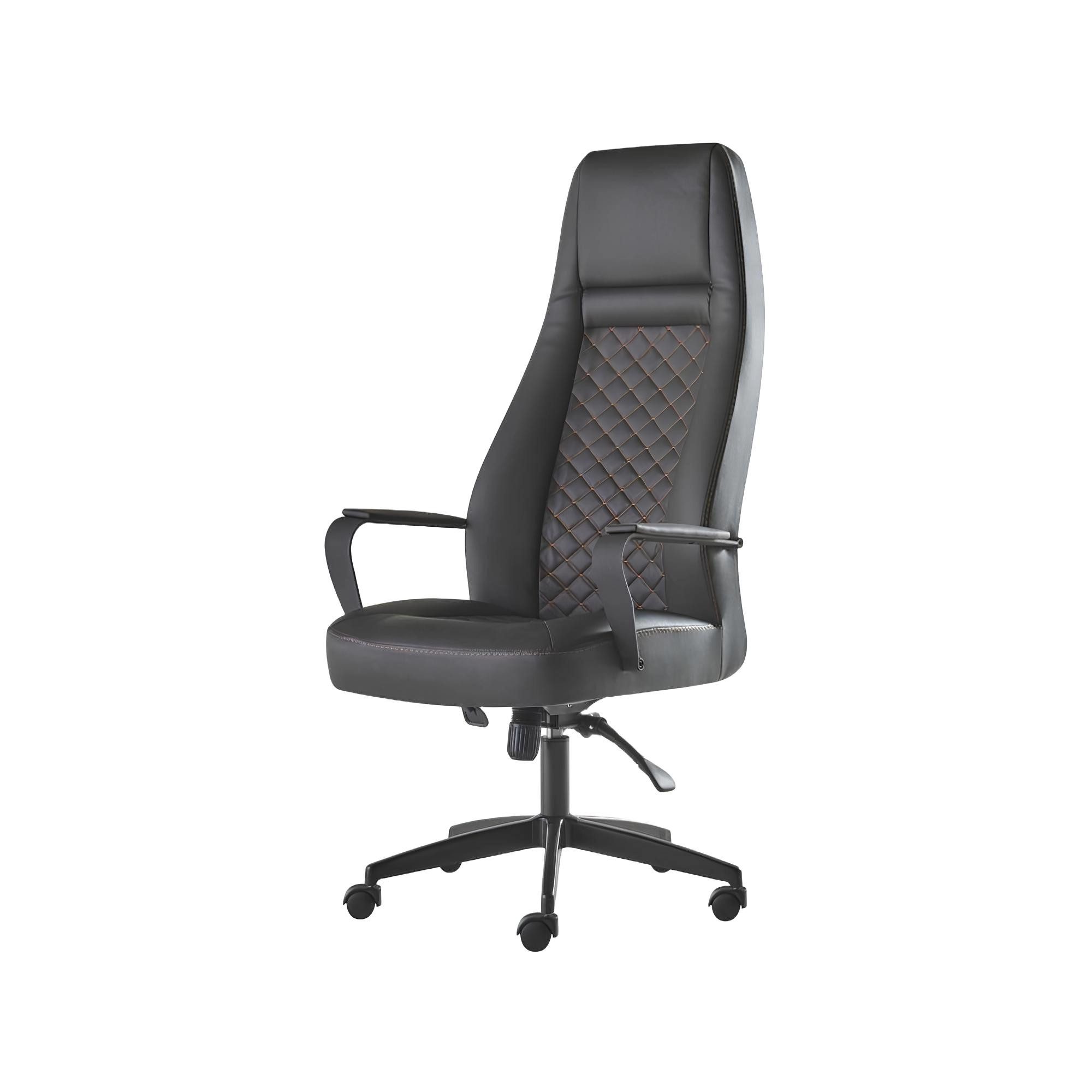 JVmoebel Bürostuhl Schwarzer Chefsessel aus Leder mit Rollen für modernes Arbeitszimmer, Made in Europa