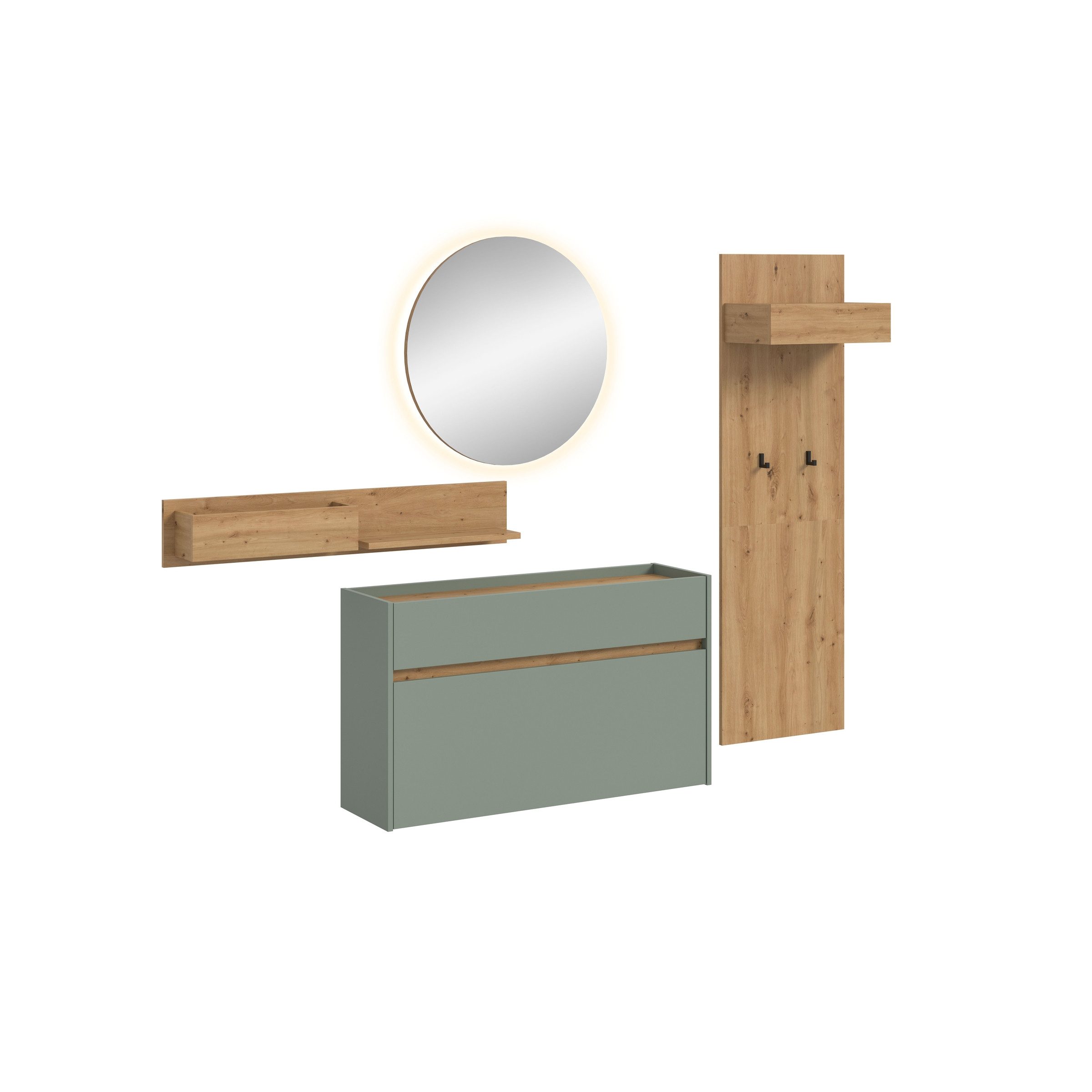 freiraum Garderoben-Set Drive, in Salbei - 197x205x32cm (BxHxT)