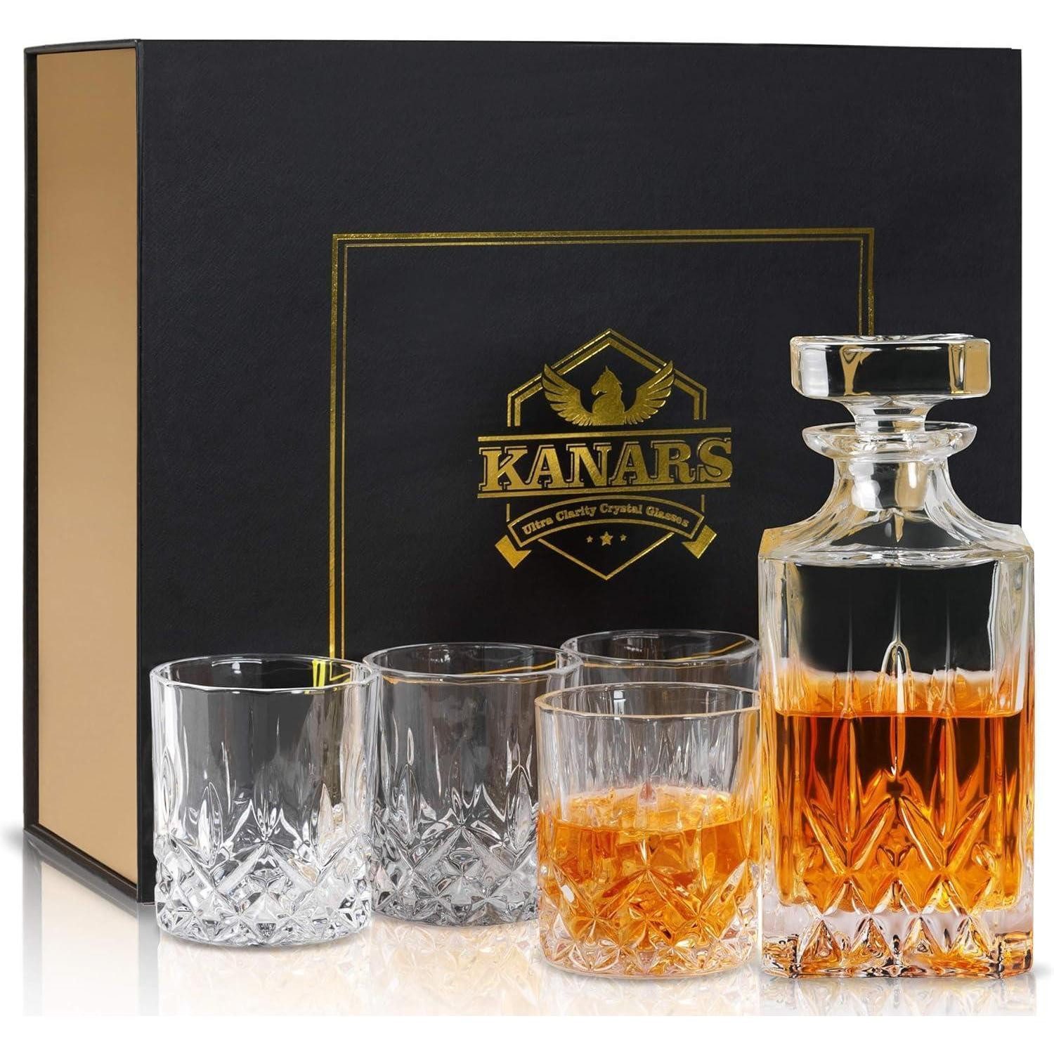LuxusKollektion Gläser-Set Whiskey Gläser und Karaffe Set Kristall 750ml 5-teilig