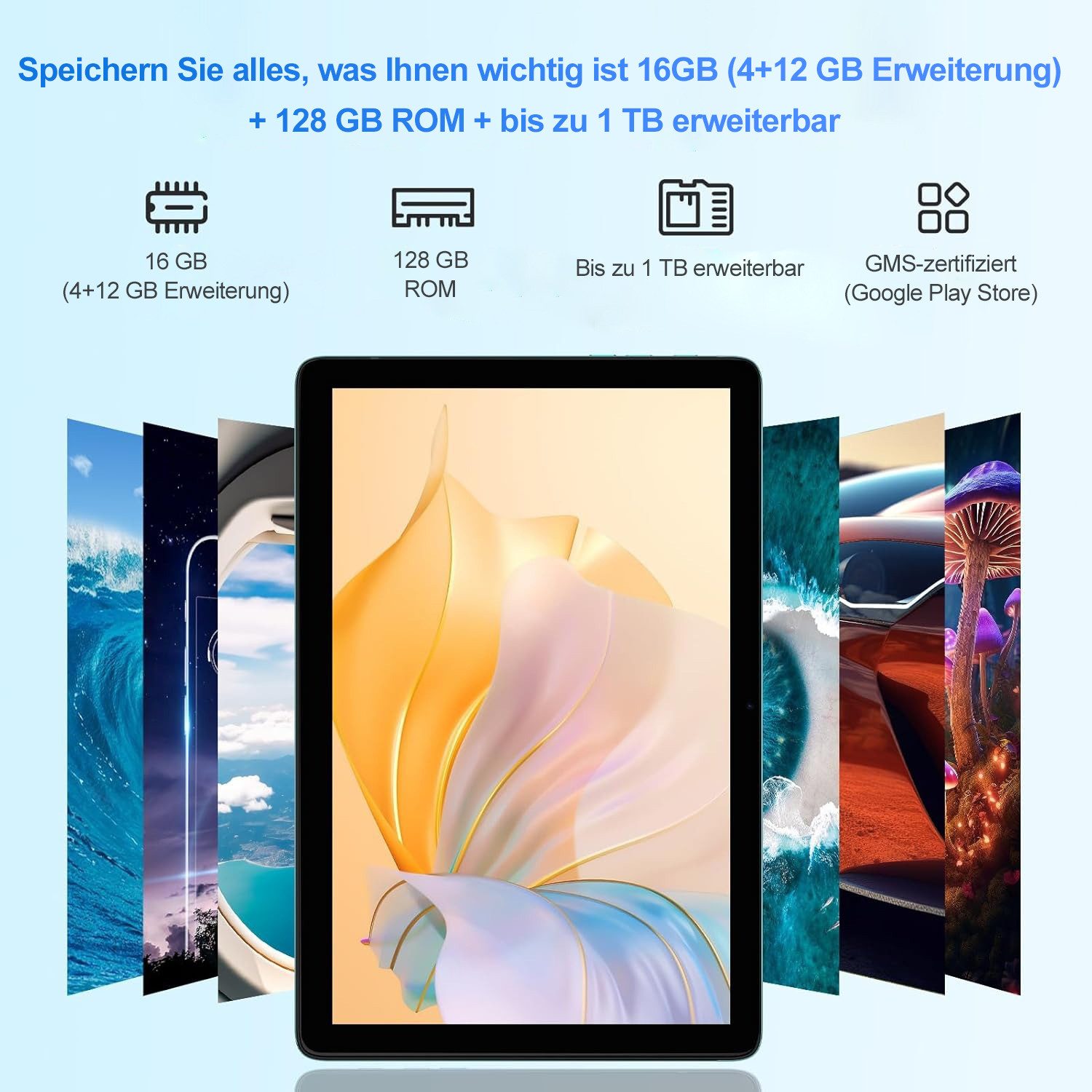 VASOUN TAB11 Android Tablet mit Tastatur,Stift, Maus,10 Zoll, 8000mAh Tablet (10.1", 128 GB, Android, (5G wifi/Octa core/8MP/zwei Lautsprecher)