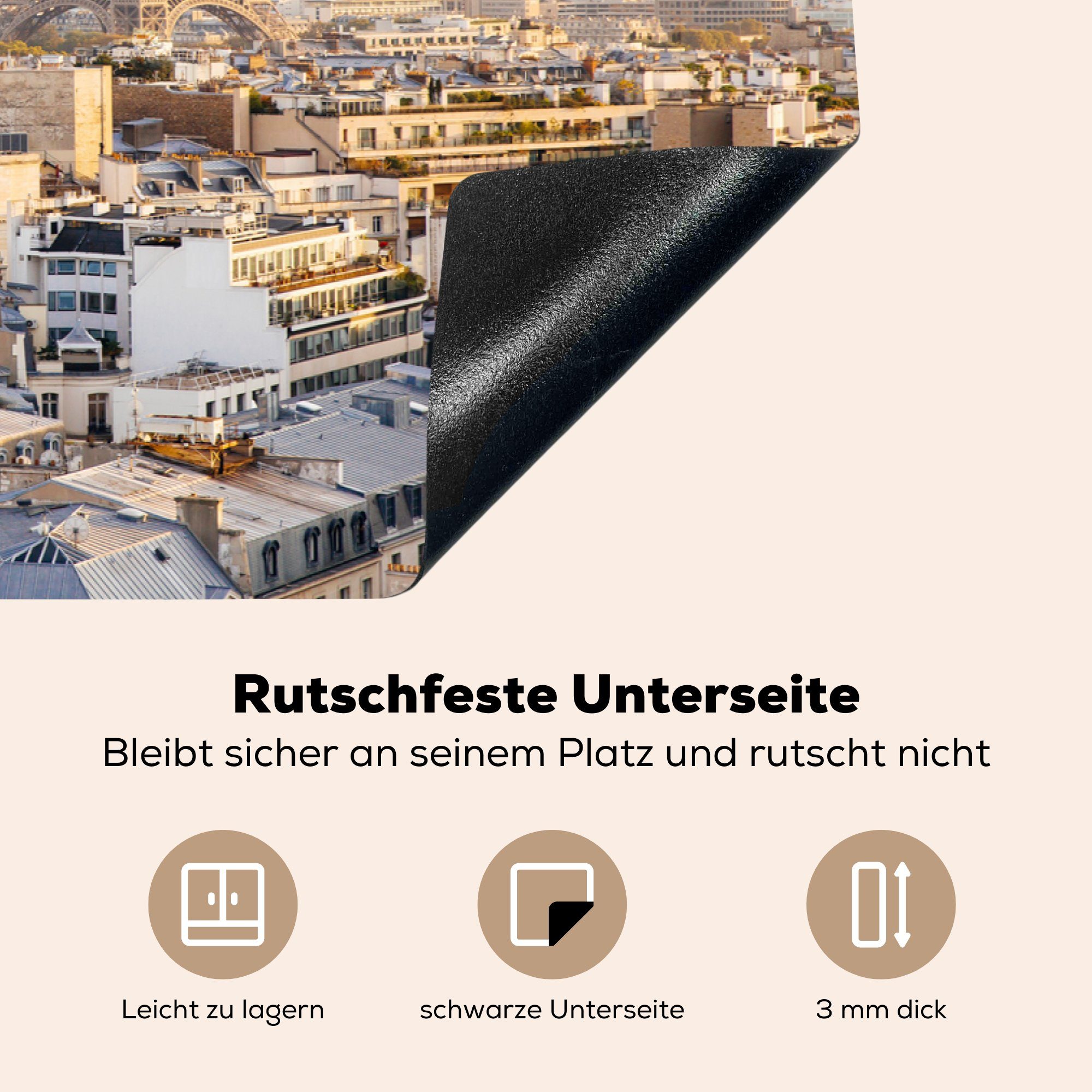 MuchoWow Herdblende-/Abdeckplatte Eiffelturm 81x52 Vinyl, für Himmel, cm, Ceranfeldabdeckung Induktionskochfeld - (1 Paris küche, Schutz tlg), die 