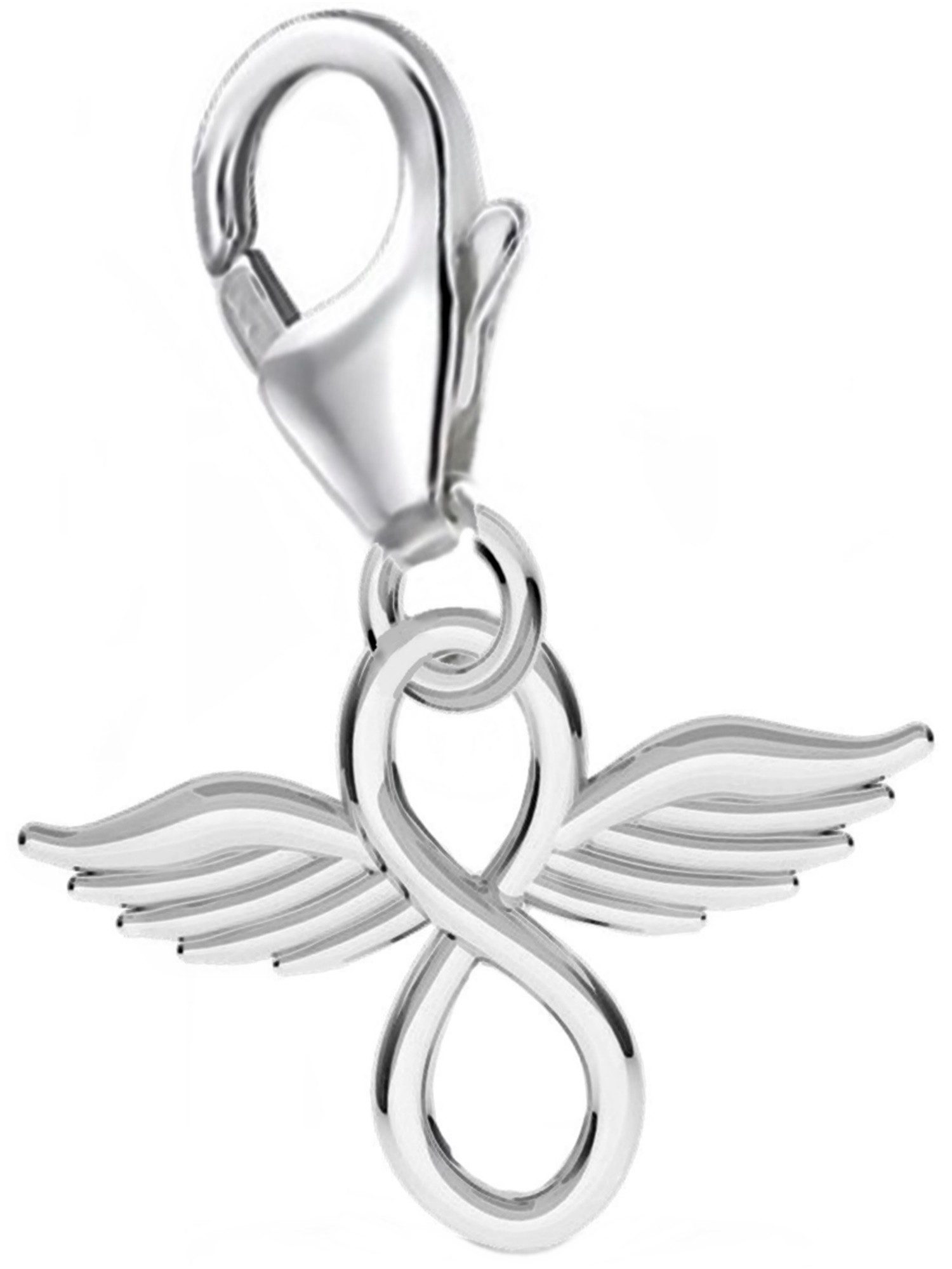 Goldene Hufeisen Charm Engel Flügel der Unendlichkeit - Zeitloser Anhänger aus Echtsilber, 925 Sterling Silber, Hypoallergen