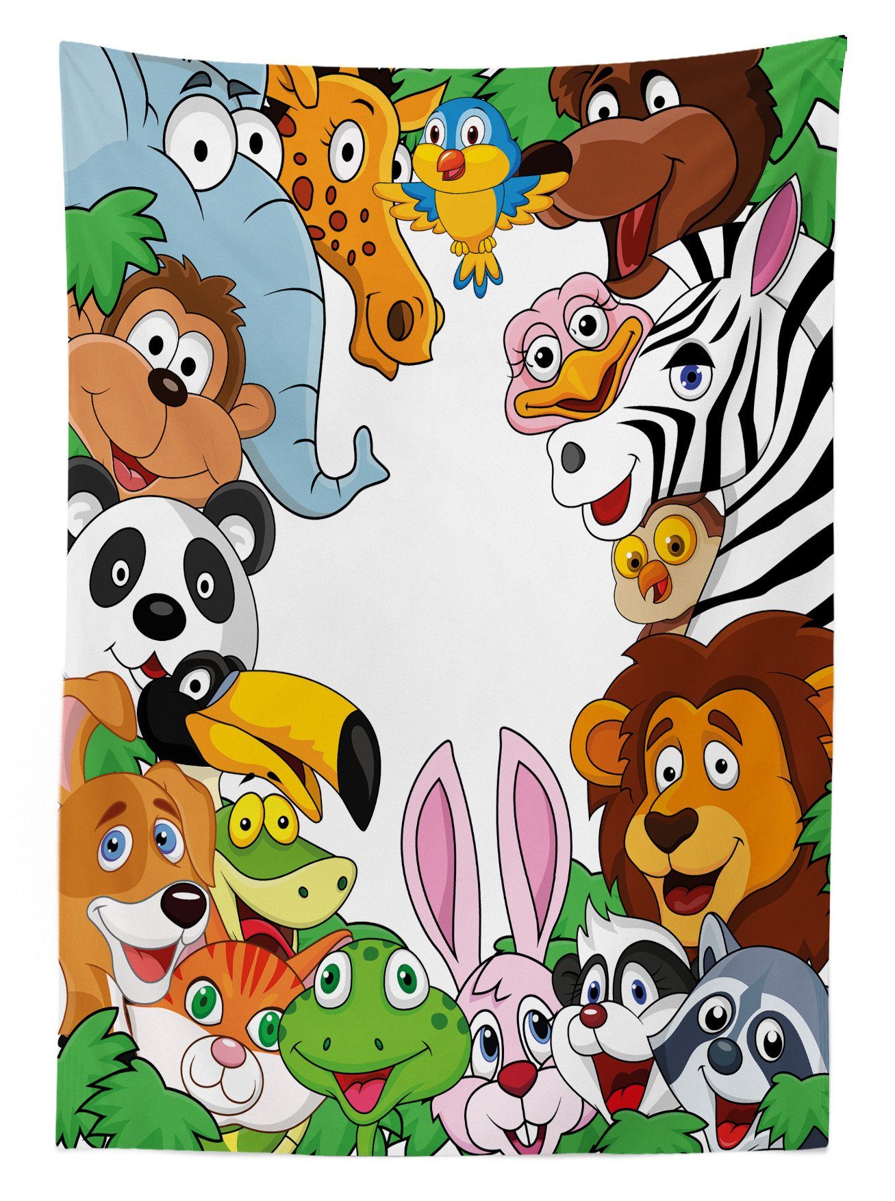 Dschungel Tiere Tropischen Kindergarten Waschbar Bereich Klare geeignet Außen den Für Farben, Abakuhaus Farbfest Tischdecke