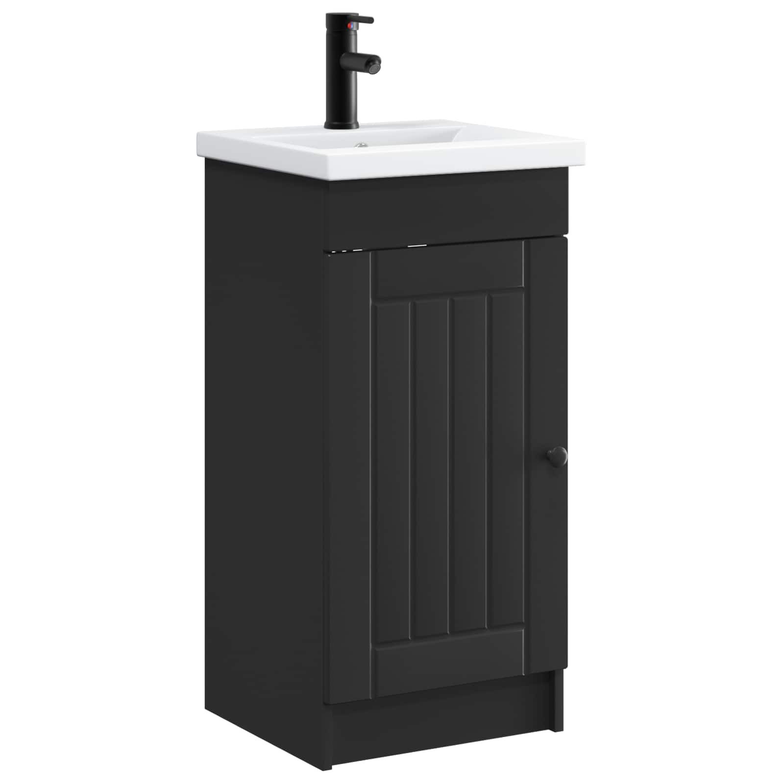 Badezimmerspiegelschrank Badezimmerschrank mit Waschbecken Schwarz 42 x 40 x 84,5 cm