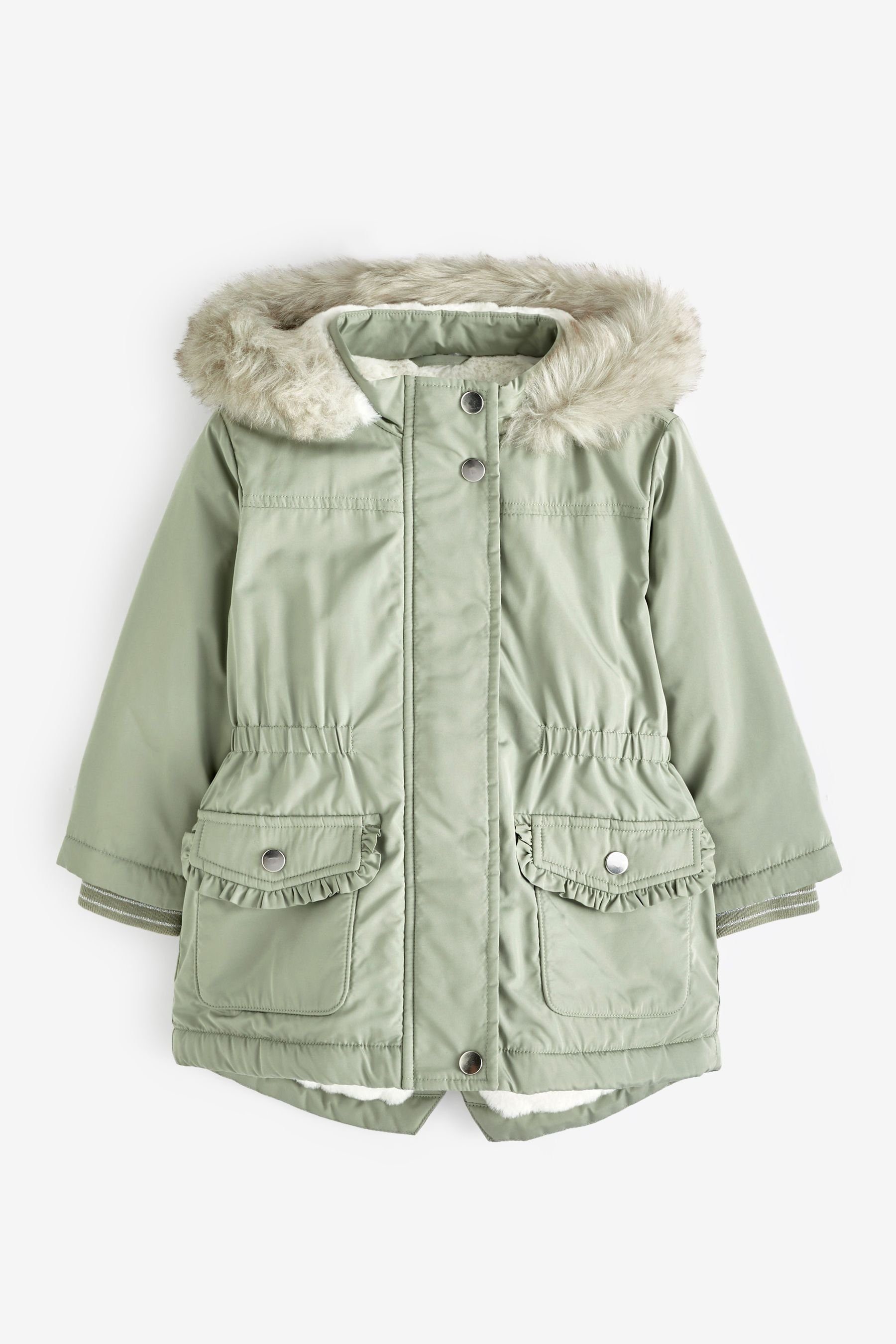 Parka Kunstfellbesatz Sage (1-St) Next Spritzwasserabweisender Parka Green mit