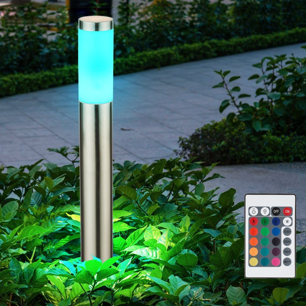 Stehleuchte Leuchtmittel Warmweiß, etc-shop LED Fernbedienung Säulenleuchte Gartenlampe LED inklusive, Farbwechsel, Außen-Stehlampe, Außenleuchte
