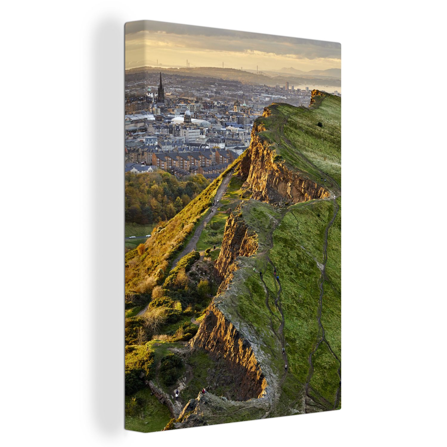 Klippe cm - Zackenaufhänger, Leinwandbild Bauwerke - bespannt - OneMillionCanvasses® fertig inkl. Leinwandbild Gemälde, Schottland Edinburgh, St), 20x30 (1