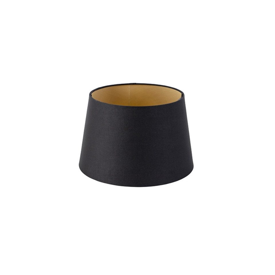 Qazqa Lampenschirm Rond schuin katoen, QAZQA Lampenschirm, Schwarz, Textil, Modern