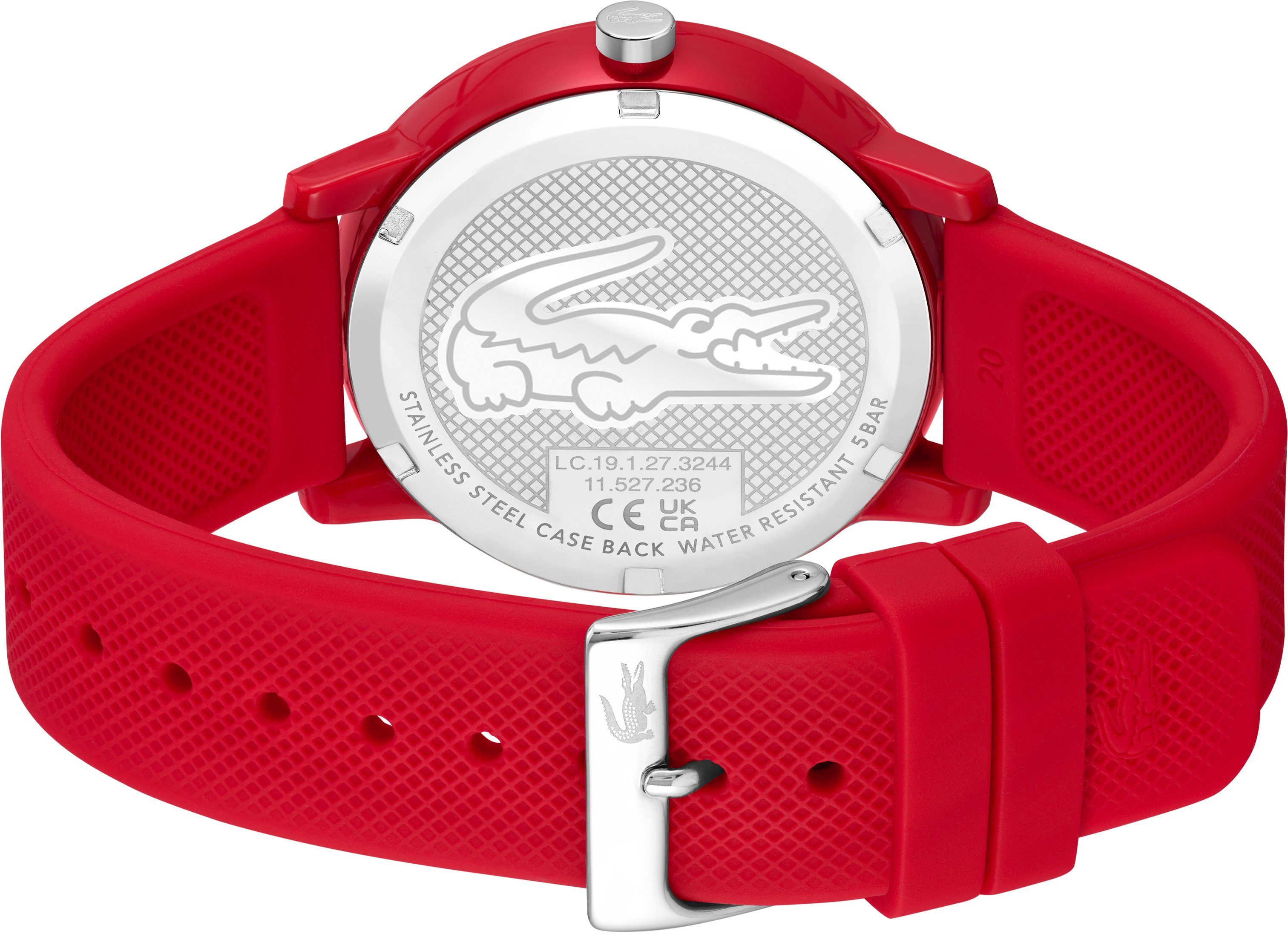 Lacoste Quarzuhr LACOSTE.12.12 2011173, Armbanduhr, Herrenuhr, Mineralglas, Silikonarmband