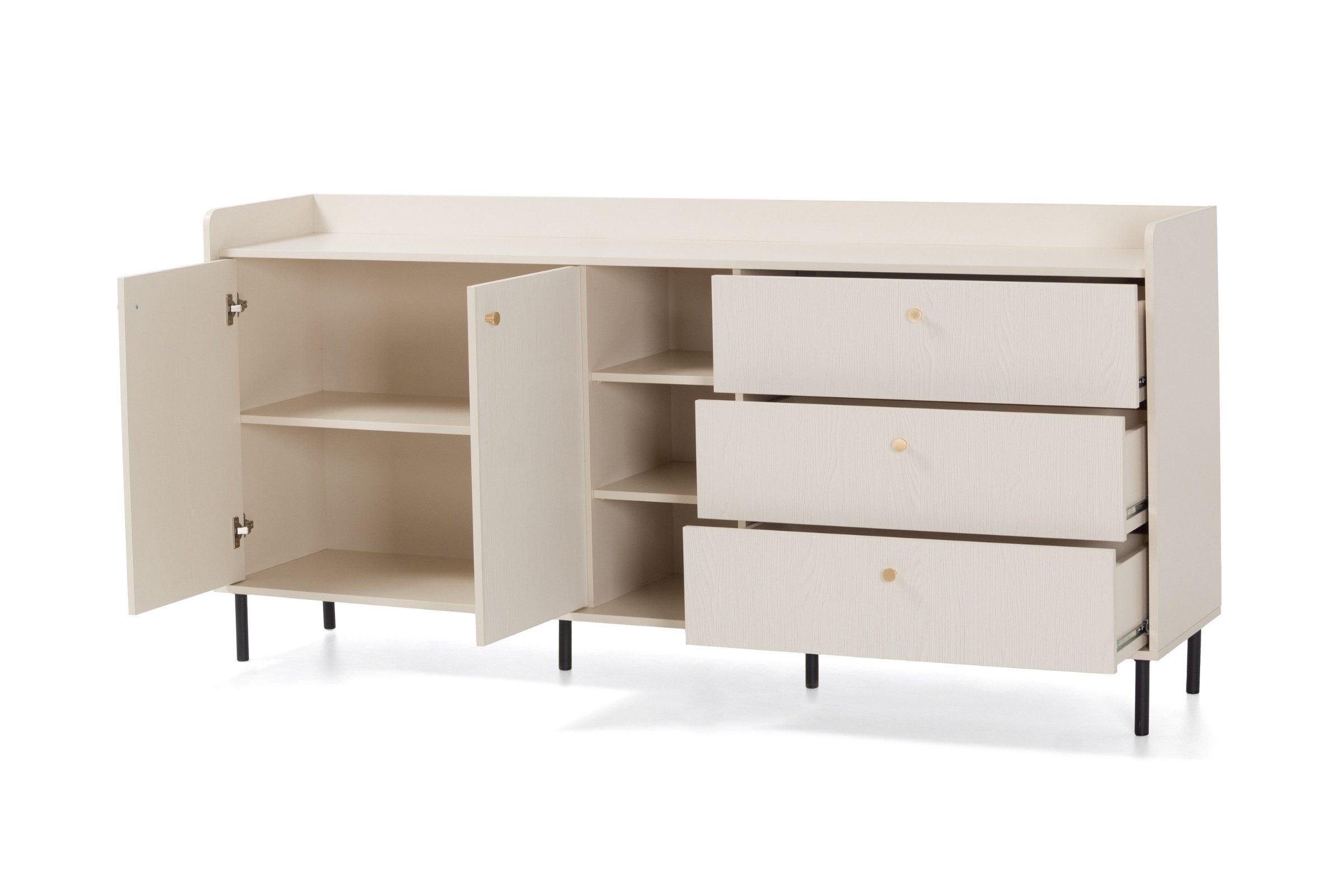 Deine Möbel 24 Kommode GEORGIA 04 Sideboard 193,5 / 91 / 42 cm (B/H/T) (Set, 3 St., Wohnzimmer Schlafzimmer), GEORGIA-Kollektion Beige Sandbeige