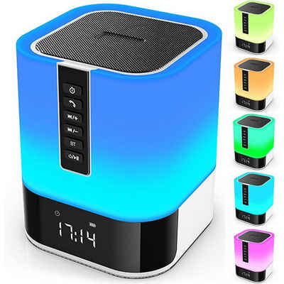 yozhiqu Bluetooth-Lautsprecher, 5-in-1-Touch-Control-Nachttischlampe Bluetooth-Lautsprecher (Dimmbar, lange Batterielebensdauer, mit Multimodus-Weckerfunktion)