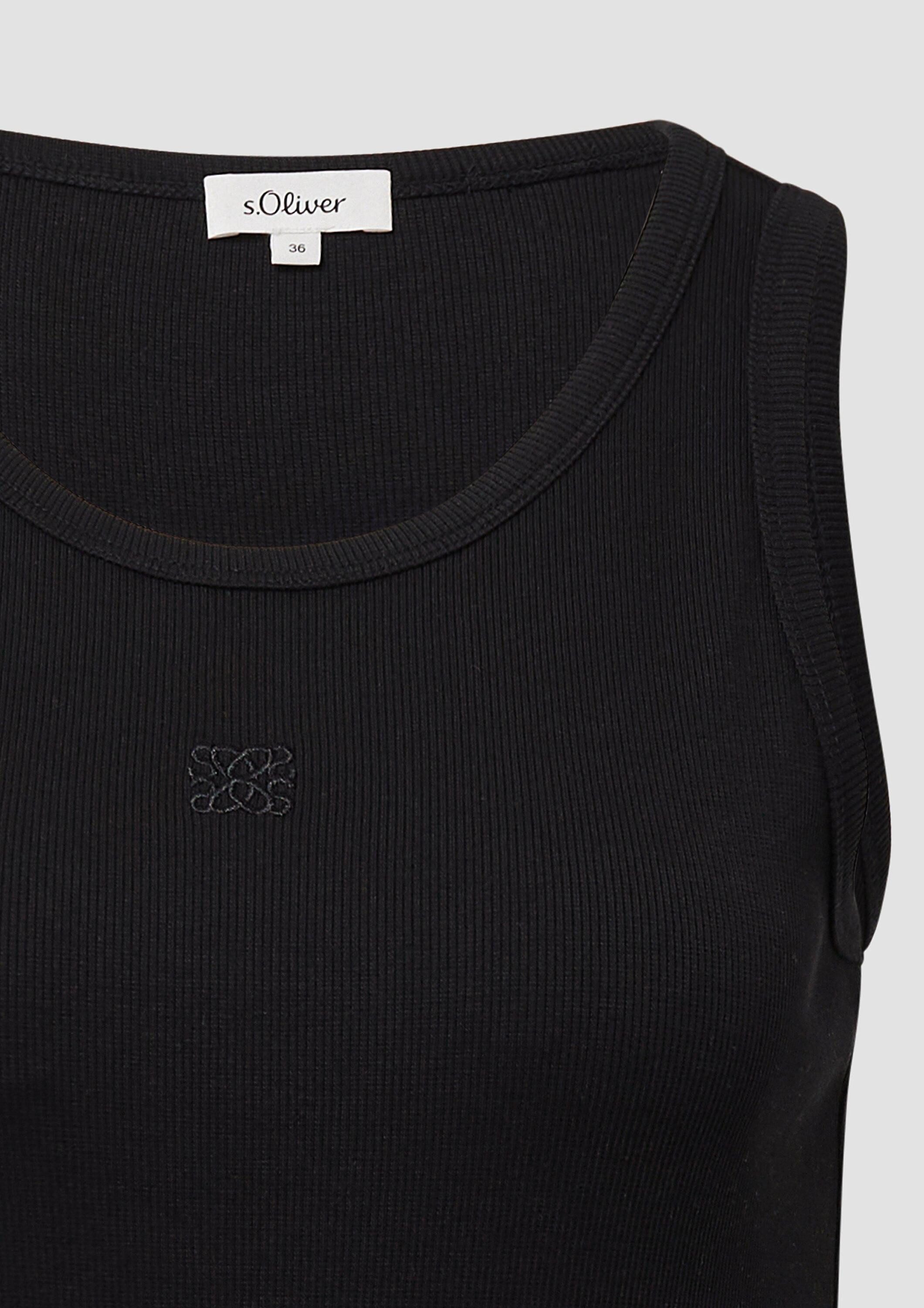 s.Oliver Muscleshirt T-Shirt Ripp-Top im Slim Fit mit Stickerei